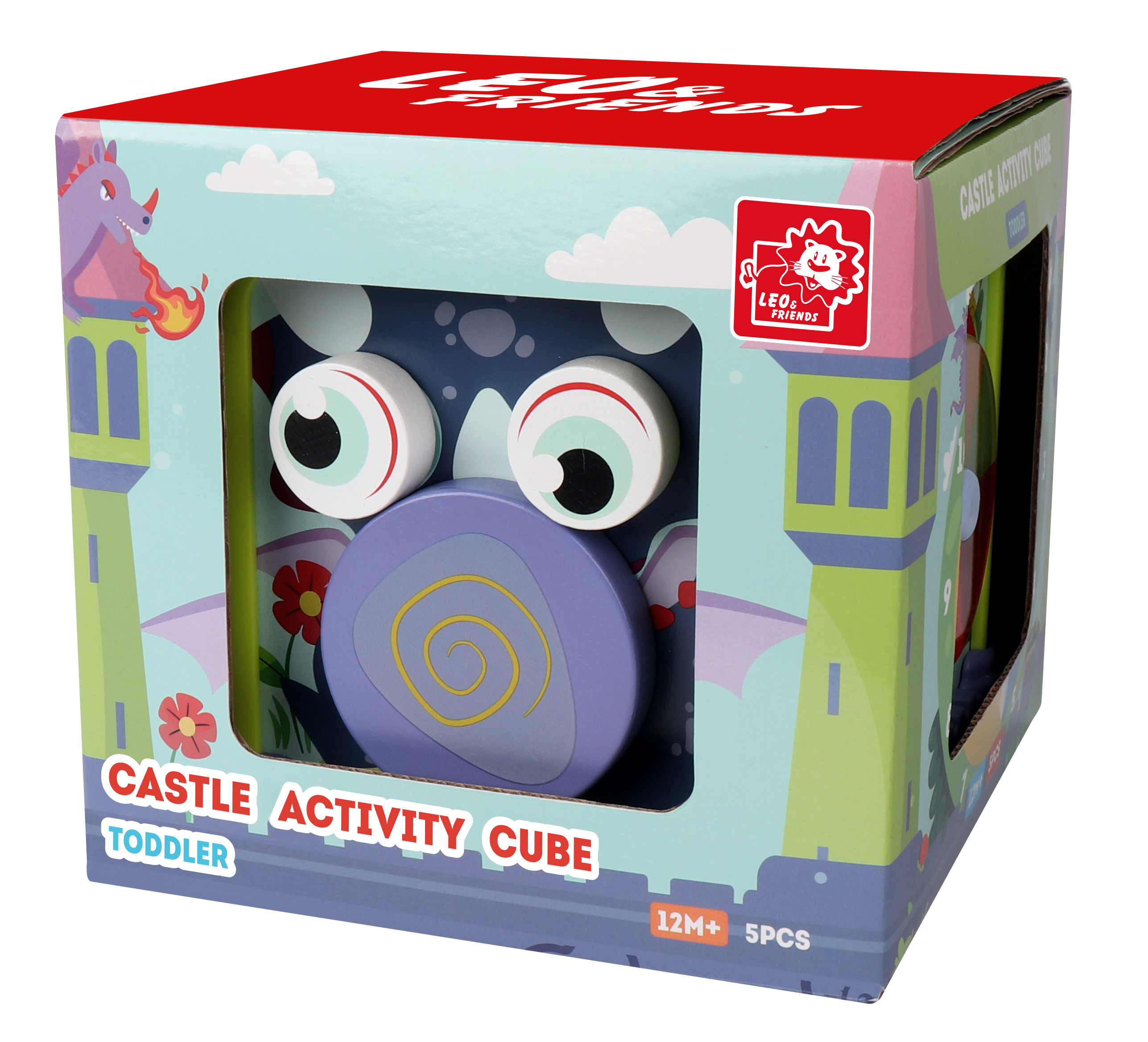 Leo and Friends Wooden Castle Activity Cube |Montessori Baby Wooden Activity Cube with Lights, Sounds & Shapes | Sensory Bead Maze for Toddlers 1-3 | Early Development Toys for Boys & Girls