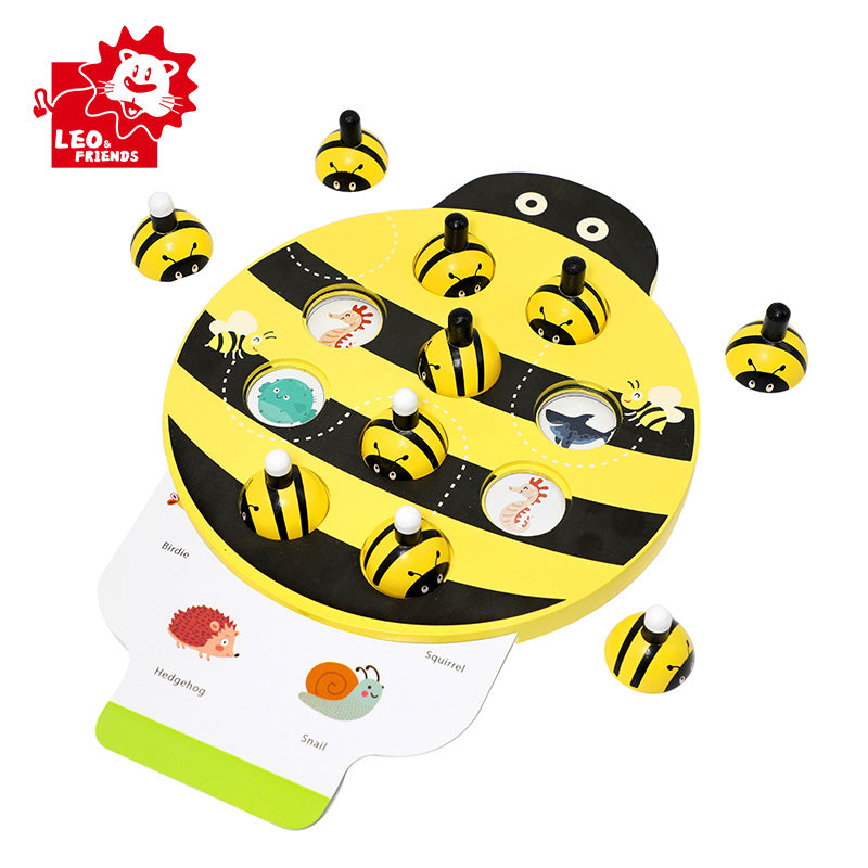 Leo and Friends Bee Memory Game – Wooden Memory Matching Game for Kids Ages 3, 4, 5 Years Old – Family Board Games – Educational Toy for Boys & Girls Cognitive Development