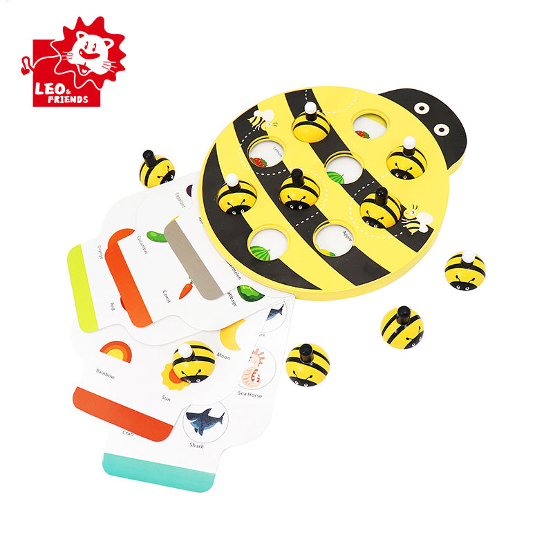 Leo and Friends Bee Memory Game – Wooden Memory Matching Game for Kids Ages 3, 4, 5 Years Old – Family Board Games – Educational Toy for Boys & Girls Cognitive Development