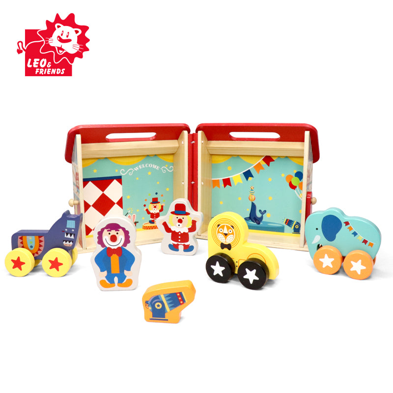 L&F Circus Doll House, 7 Pieces of Wooden, Non-Toxic Circus Parts, Perfect for Kids Ages 3 and Up | Build, Sort, and Organize, Box Circus for Preschoolers | Great Birthday or Christmas Present