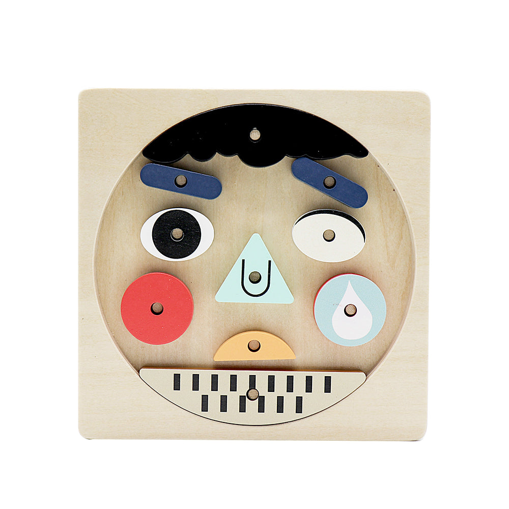 Leo & Friends Funny Faces Educational Wooden Puzzle for Toddlers | 10-Piece Safe Puzzle with Wooden Board, Makes Funny Faces, Creative Play for Kids for Holidays or Birthdays