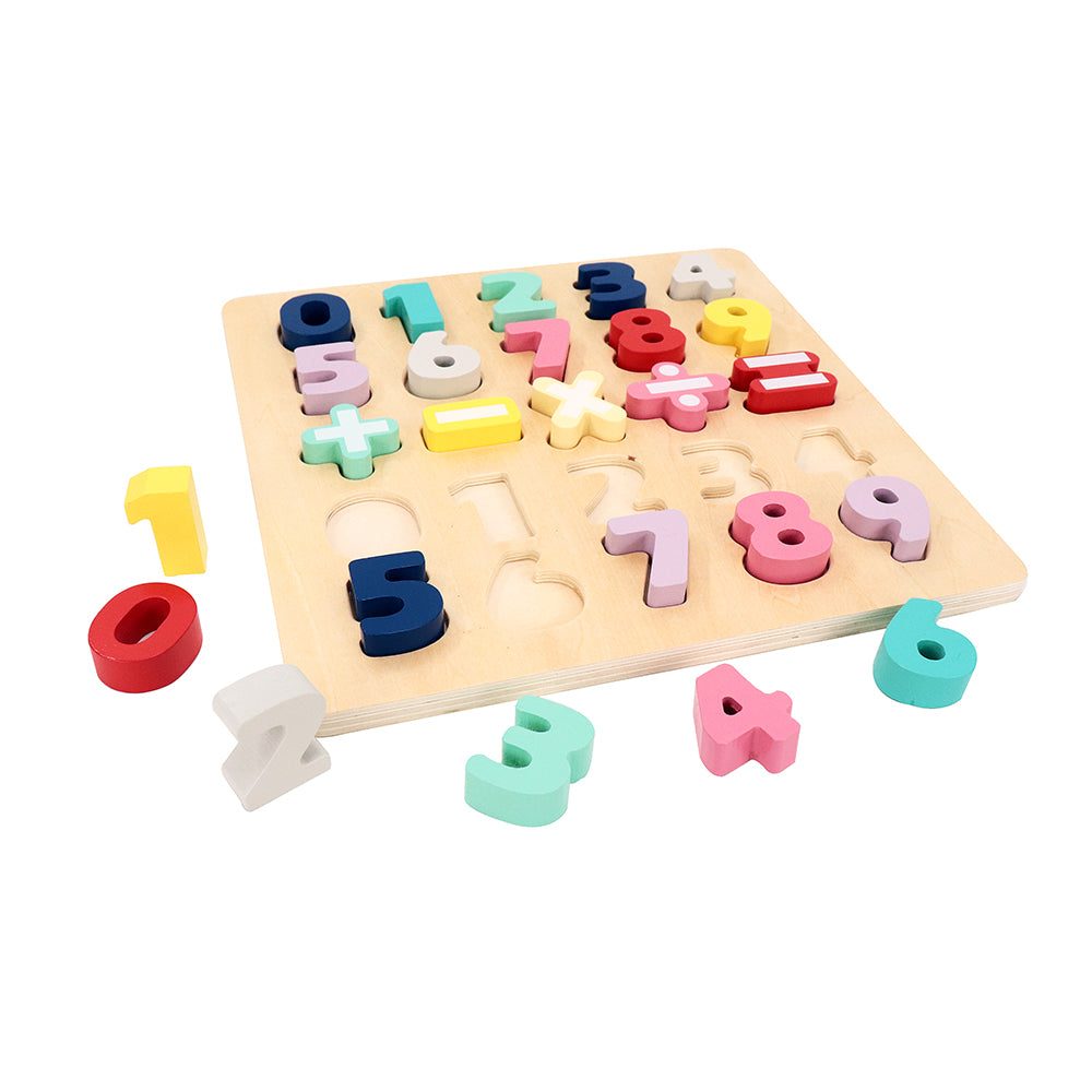 Leo & Friends Wooden Chunky Number Math Puzzle, Numbers 0-9, Addition, Subtraction, Multiplication, Division, Equal Sign Included | Fun Educational Number Game for Children 3+