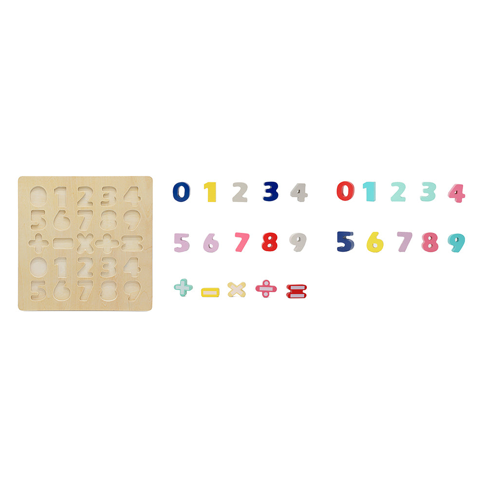 Leo & Friends Wooden Chunky Number Math Puzzle, Numbers 0-9, Addition, Subtraction, Multiplication, Division, Equal Sign Included | Fun Educational Number Game for Children 3+