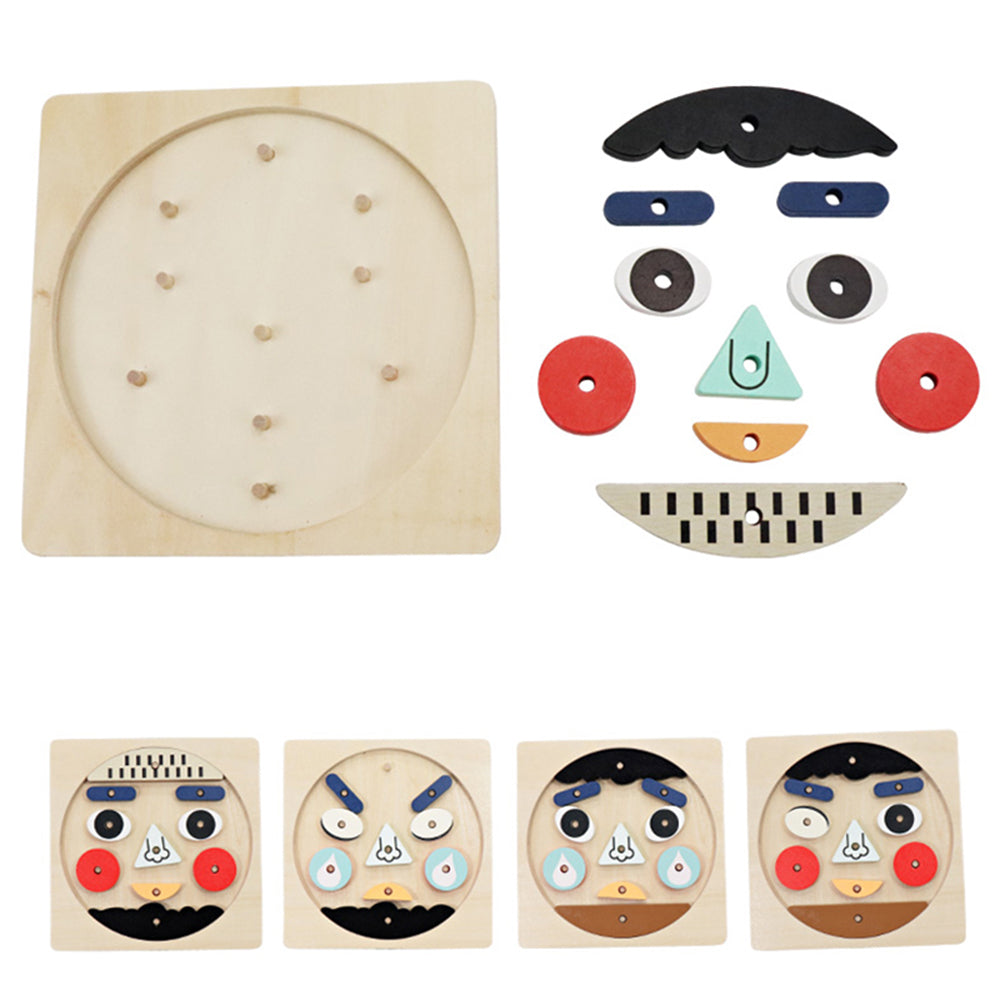 Leo & Friends Funny Faces Educational Wooden Puzzle for Toddlers | 10-Piece Safe Puzzle with Wooden Board, Makes Funny Faces, Creative Play for Kids for Holidays or Birthdays