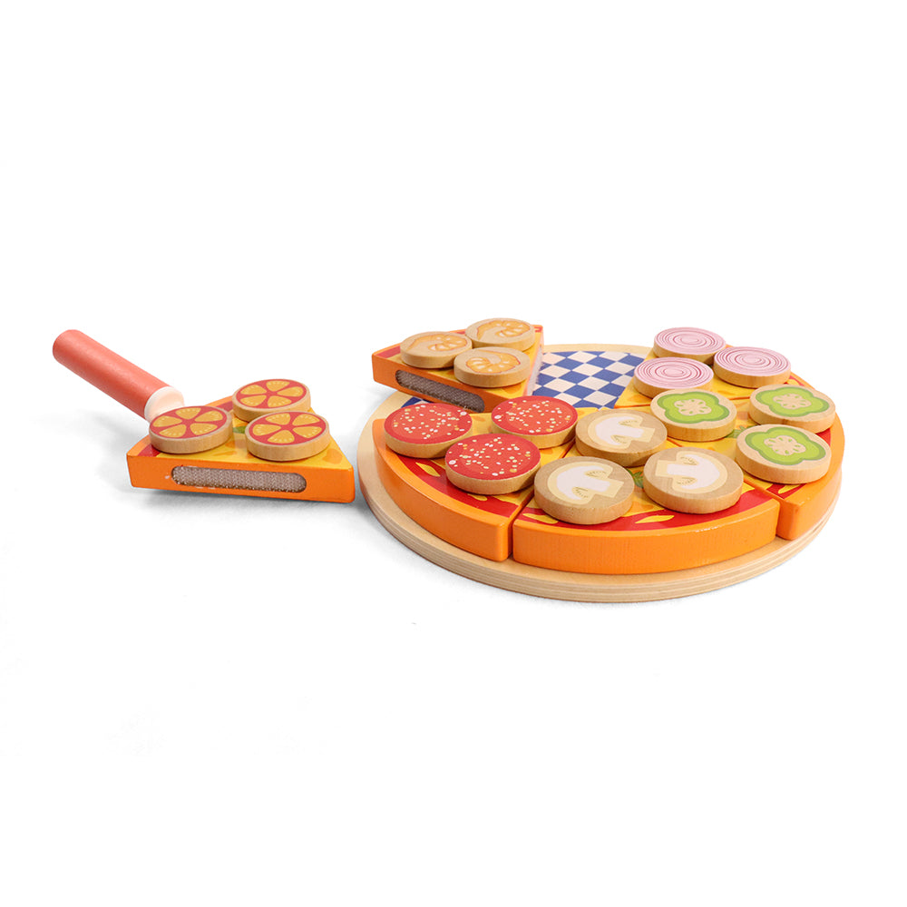 Leo & Friends 27-Piece Kid’s Pizza Toy Set | Play Pretend Pizza Toy Slices, Toppings, Pizza Cutter for Toddlers | Perfect Kid’s Cooking Toy Kit for Birthdays, Holidays