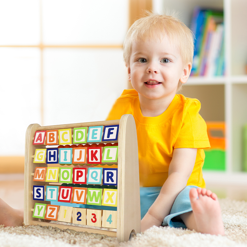 Leo and Friends Double-Sided Alphabet Abacus (9 pcs), Alphabet toy, alphabet blocks, color recognition, letter recognition, sorting toy, montessori toy, Toys for Toddlers And Kids Ages 2, 3, 4, 5