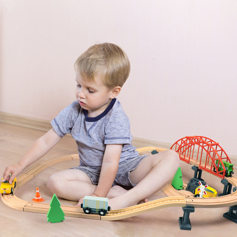 Leo & Friends Railway Bridge Set, Wooden Toy Bridge Set for Toy Cars