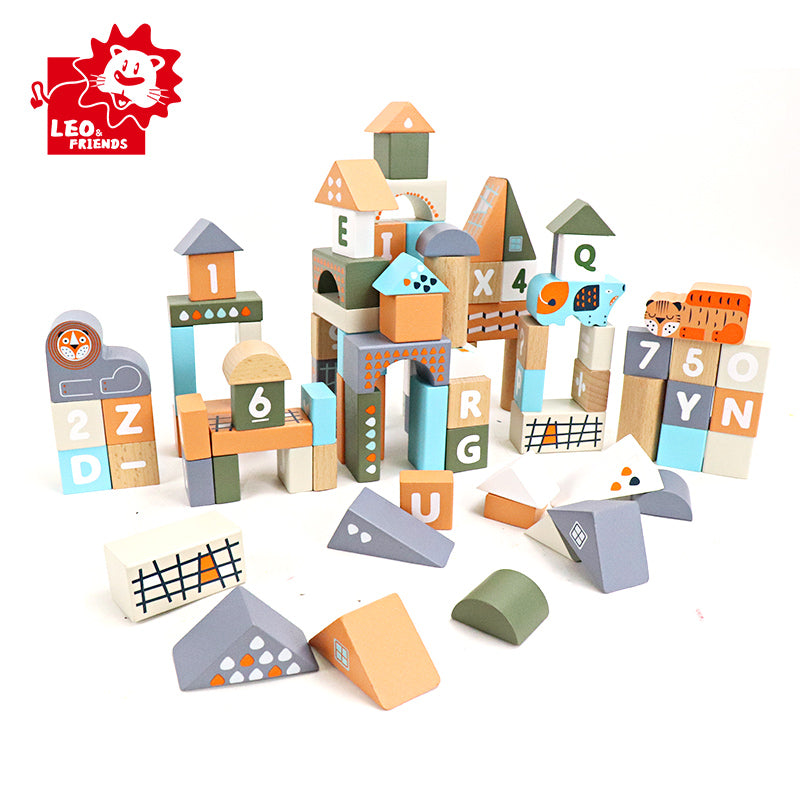 Leo & Friends Count & Spell Blocks Set for Toddlers/101 Pieces | ABC Blocks, Math Blocks, and Counting Blocks, Educational Toy Set for Kids Ages 1 Through 5 | Perfect Assorted Size and Shapes Block Kit for Holidays, Birthdays, & More