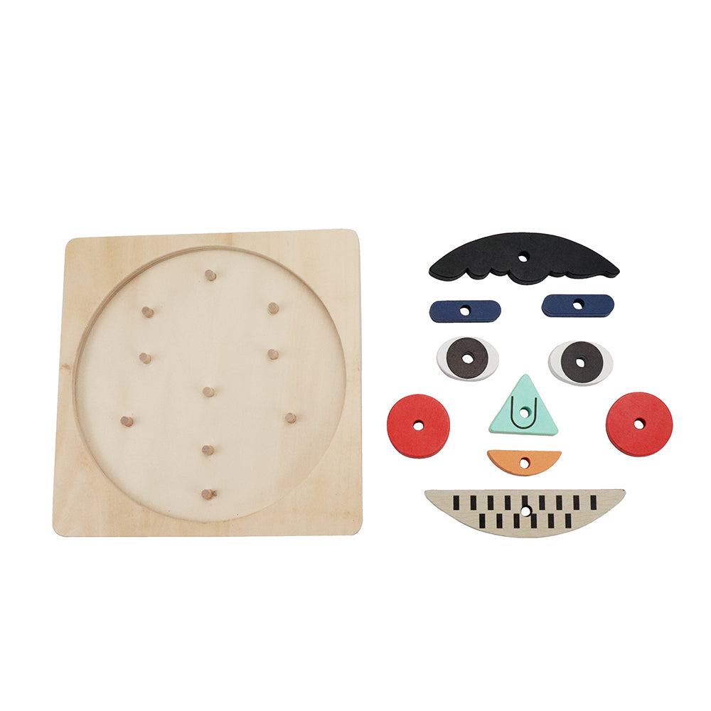 Leo & Friends Funny Faces Educational Wooden Puzzle for Toddlers | 10-Piece Safe Puzzle with Wooden Board, Makes Funny Faces, Creative Play for Kids for Holidays or Birthdays