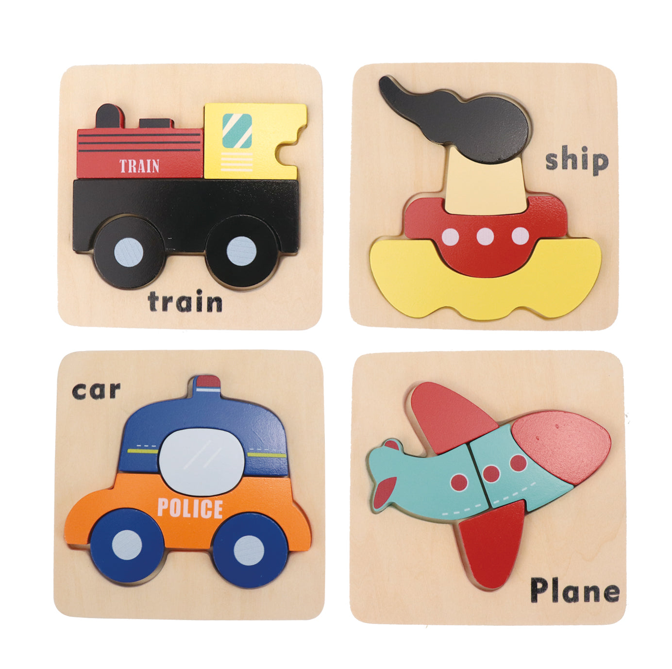 Wooden Vehicle Puzzle Kit for Boys and Girls, Includes 23 Different Pieces and 1 Plane, 1 Train, 1 Ship, and 1 Car | Educational Children’s Building Peg Puzzle Toy, Perfect Birthday Present