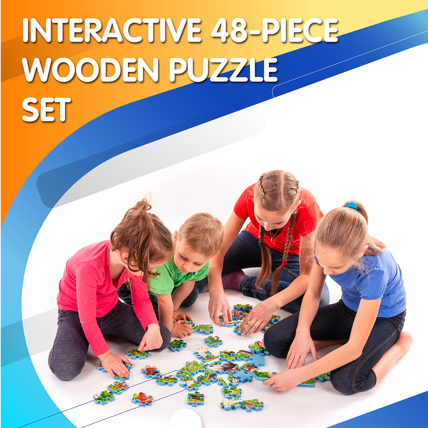 Leo & Friends Amusement Park Kid’s Puzzle, 48-Pieces for 3-Years-Old+ | Promotes Dexterity, Problem-Solving, and Creativity | Durable Wooden Puzzle Kit, Educational Gift for Kids Ages 3-6