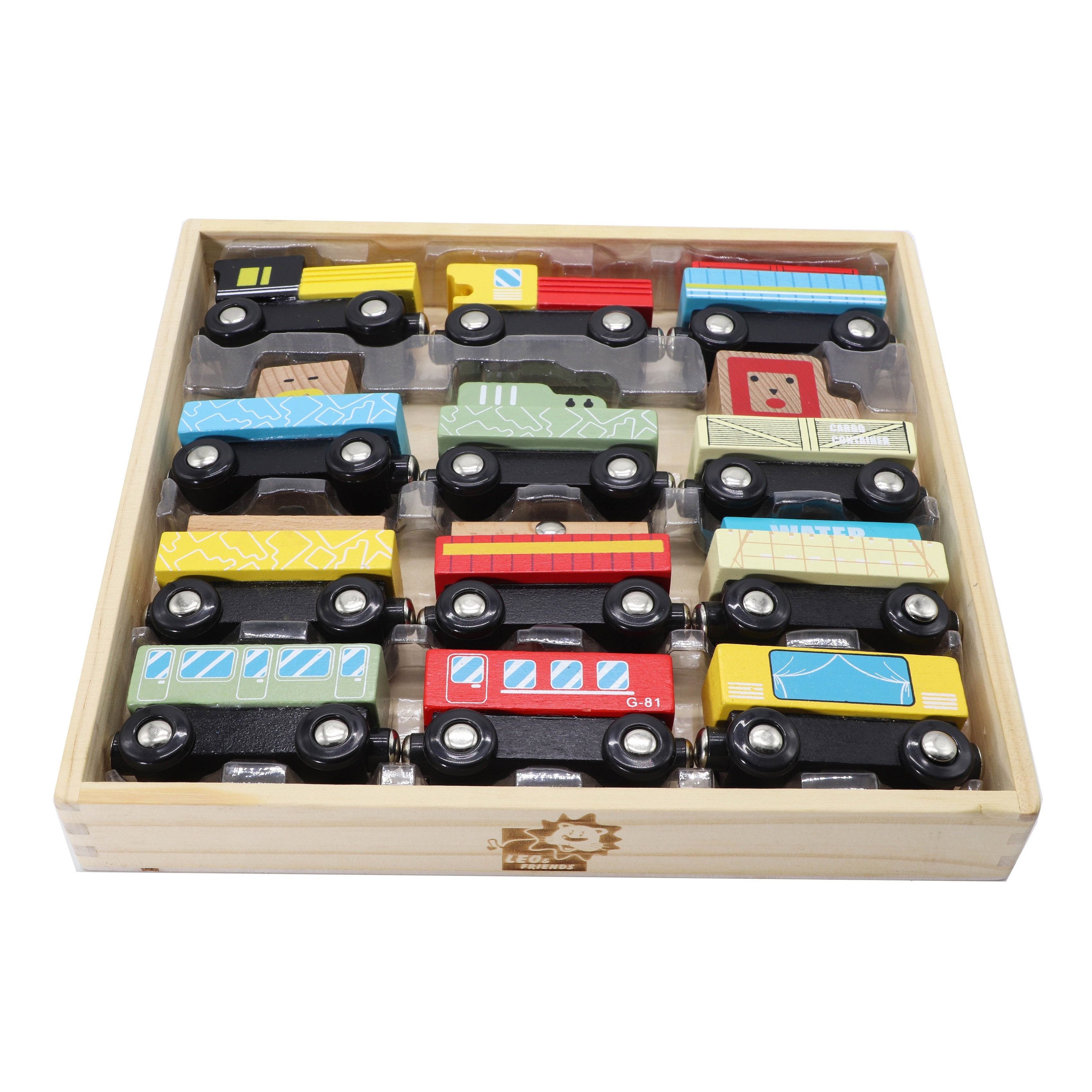 12-Piece Wooden Train Set for Kids, Ages 2, 3, 4, 5, and 6, Perfect for Preschoolers or Kid’s Birthday/Christmas Present | Includes Train Cars, Wagons, Freight Trucks, Magnet Connectors, Made with Non-Toxic Wood