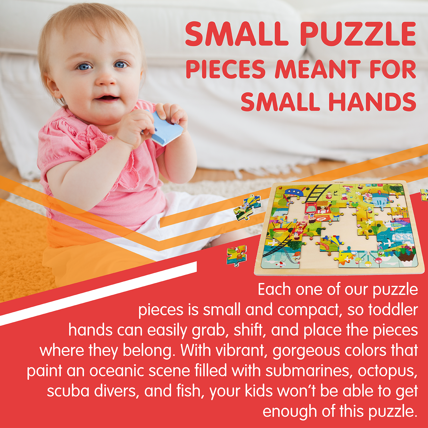 Leo & Friends Amusement Park Kid’s Puzzle, 48-Pieces for 3-Years-Old+ | Promotes Dexterity, Problem-Solving, and Creativity | Durable Wooden Puzzle Kit, Educational Gift for Kids Ages 3-6