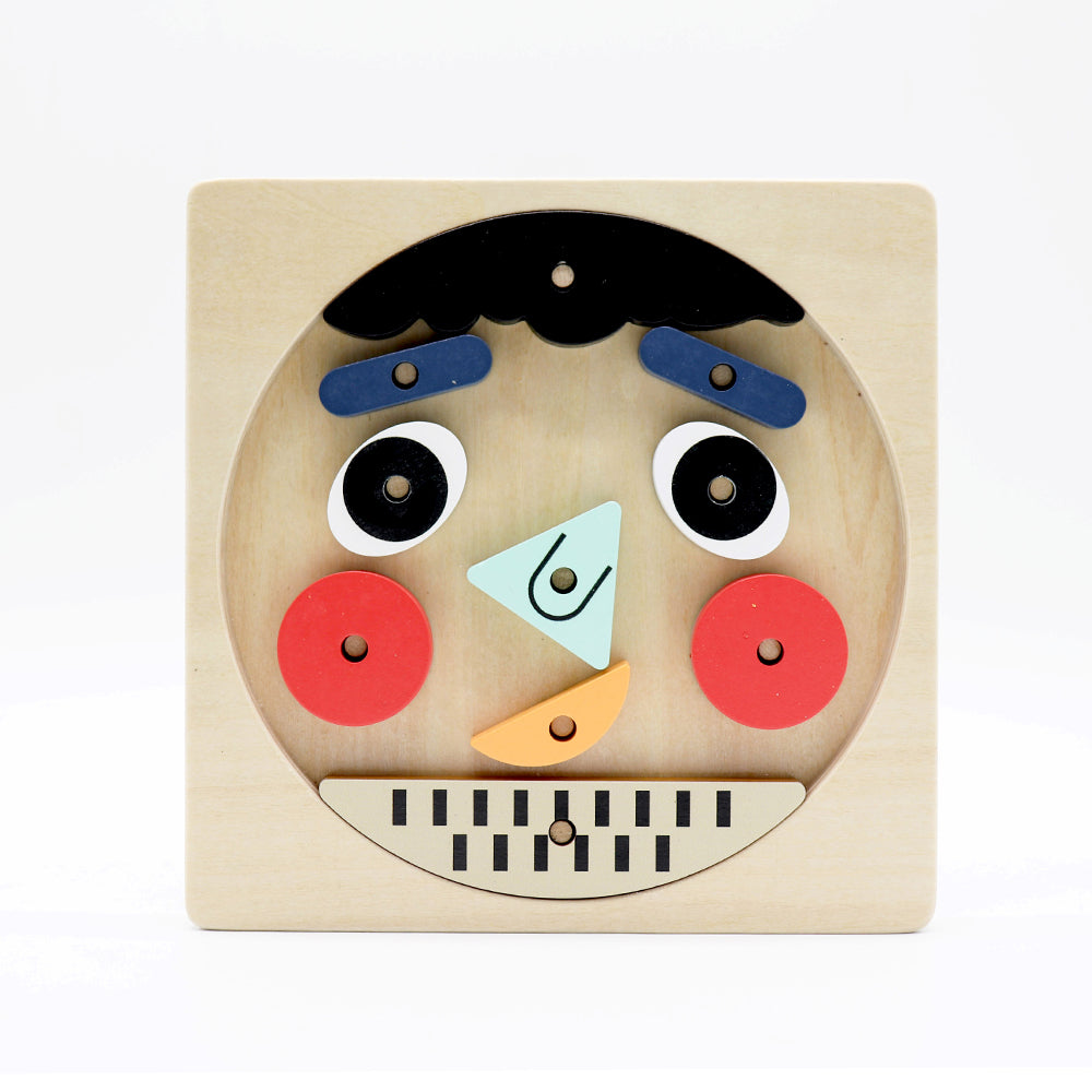 Leo & Friends Funny Faces Educational Wooden Puzzle for Toddlers | 10-Piece Safe Puzzle with Wooden Board, Makes Funny Faces, Creative Play for Kids for Holidays or Birthdays