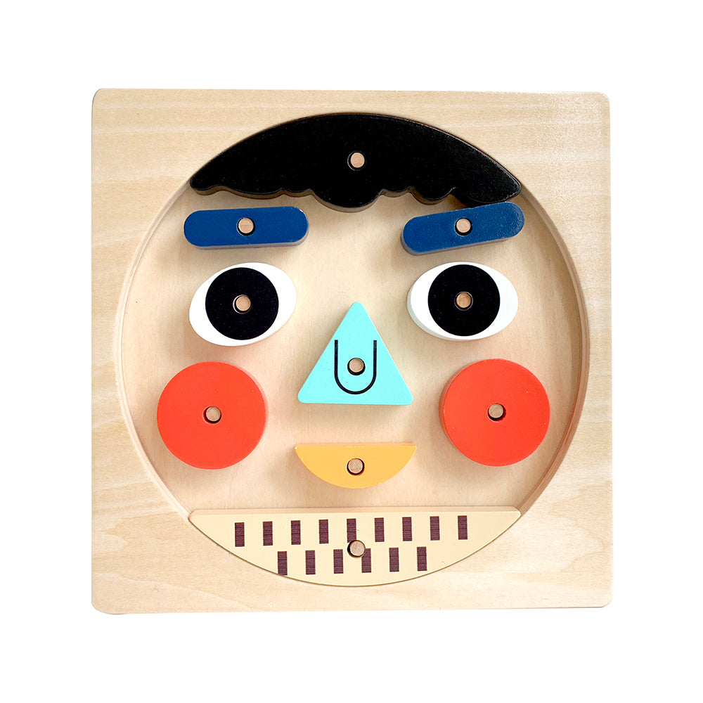 Leo & Friends Funny Faces Educational Wooden Puzzle for Toddlers | 10-Piece Safe Puzzle with Wooden Board, Makes Funny Faces, Creative Play for Kids for Holidays or Birthdays