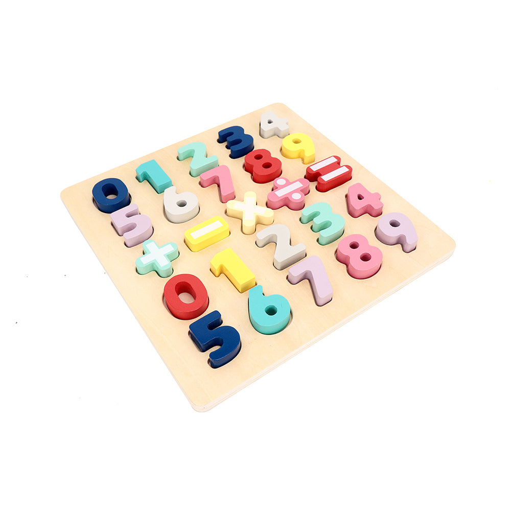 Leo & Friends Wooden Chunky Number Math Puzzle, Numbers 0-9, Addition, Subtraction, Multiplication, Division, Equal Sign Included | Fun Educational Number Game for Children 3+
