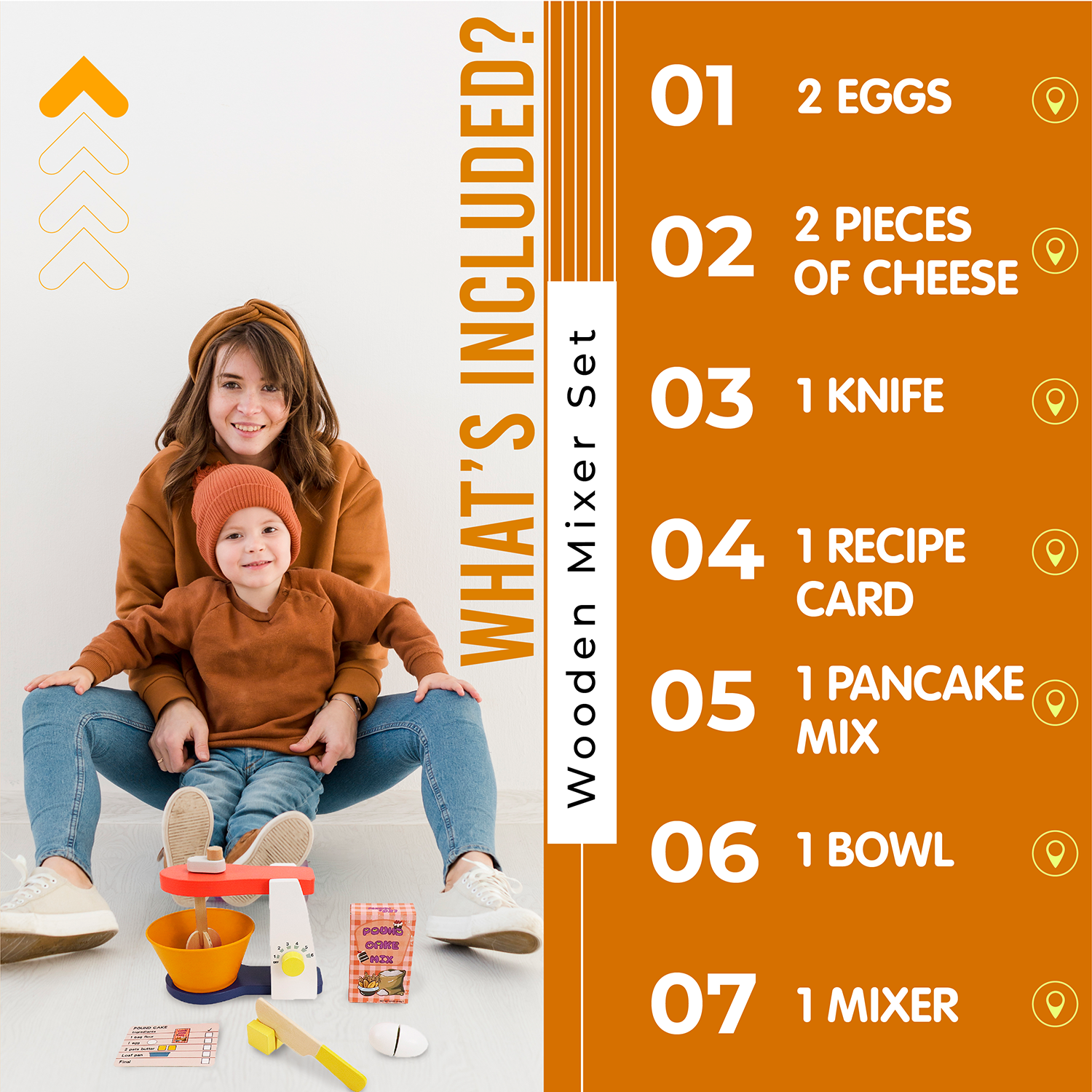Leo & Friends Wooden Mixer Set - Make-A-Cake Mixer Kit with Hand Crank Mixer | Perfect Christmas, Birthday Present for Kids Ages 3 and Older