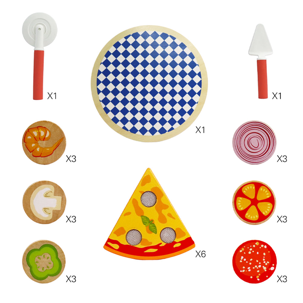 Leo & Friends 27-Piece Kid’s Pizza Toy Set | Play Pretend Pizza Toy Slices, Toppings, Pizza Cutter for Toddlers | Perfect Kid’s Cooking Toy Kit for Birthdays, Holidays