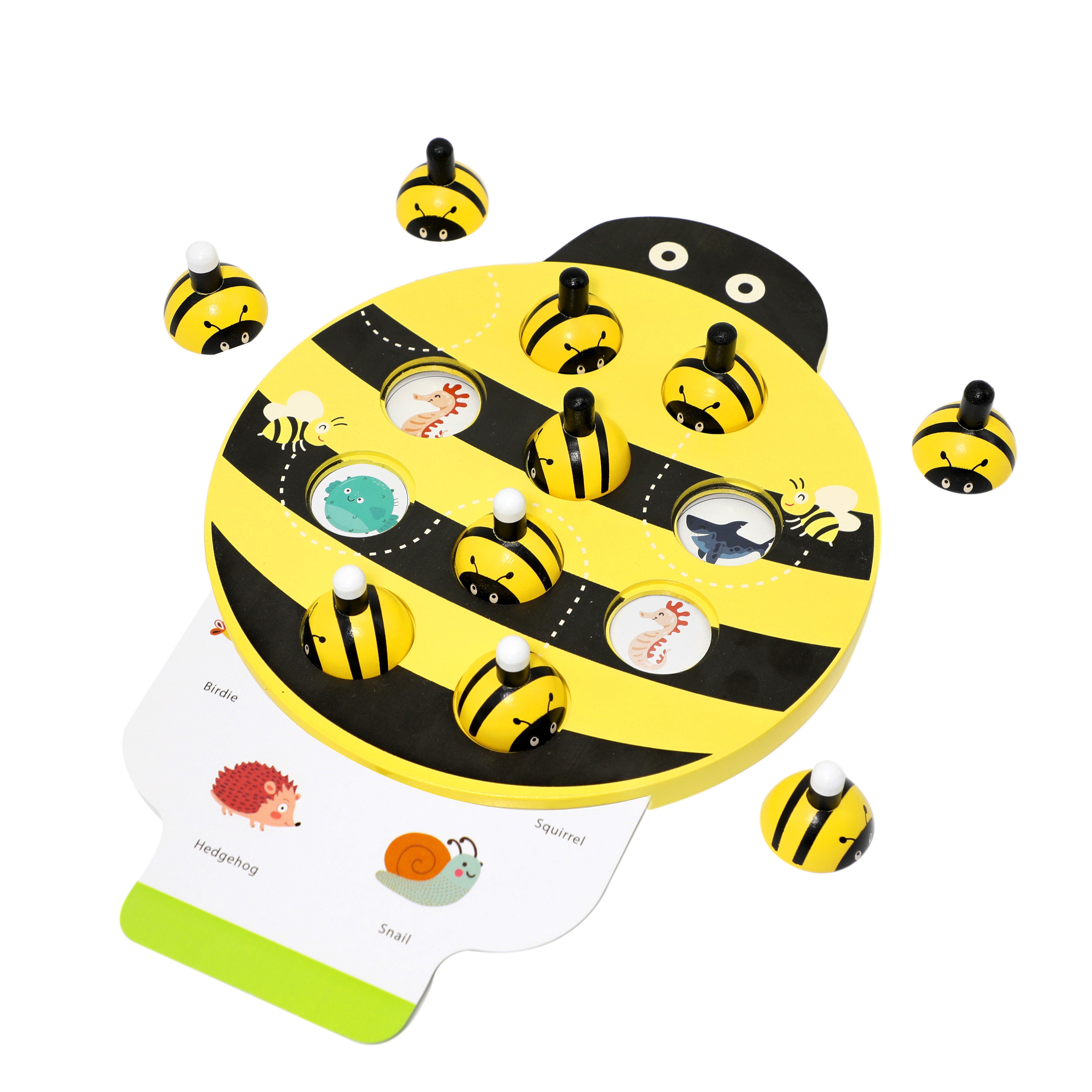 Leo and Friends Bee Memory Game – Wooden Memory Matching Game for Kids Ages 3, 4, 5 Years Old – Family Board Games – Educational Toy for Boys & Girls Cognitive Development