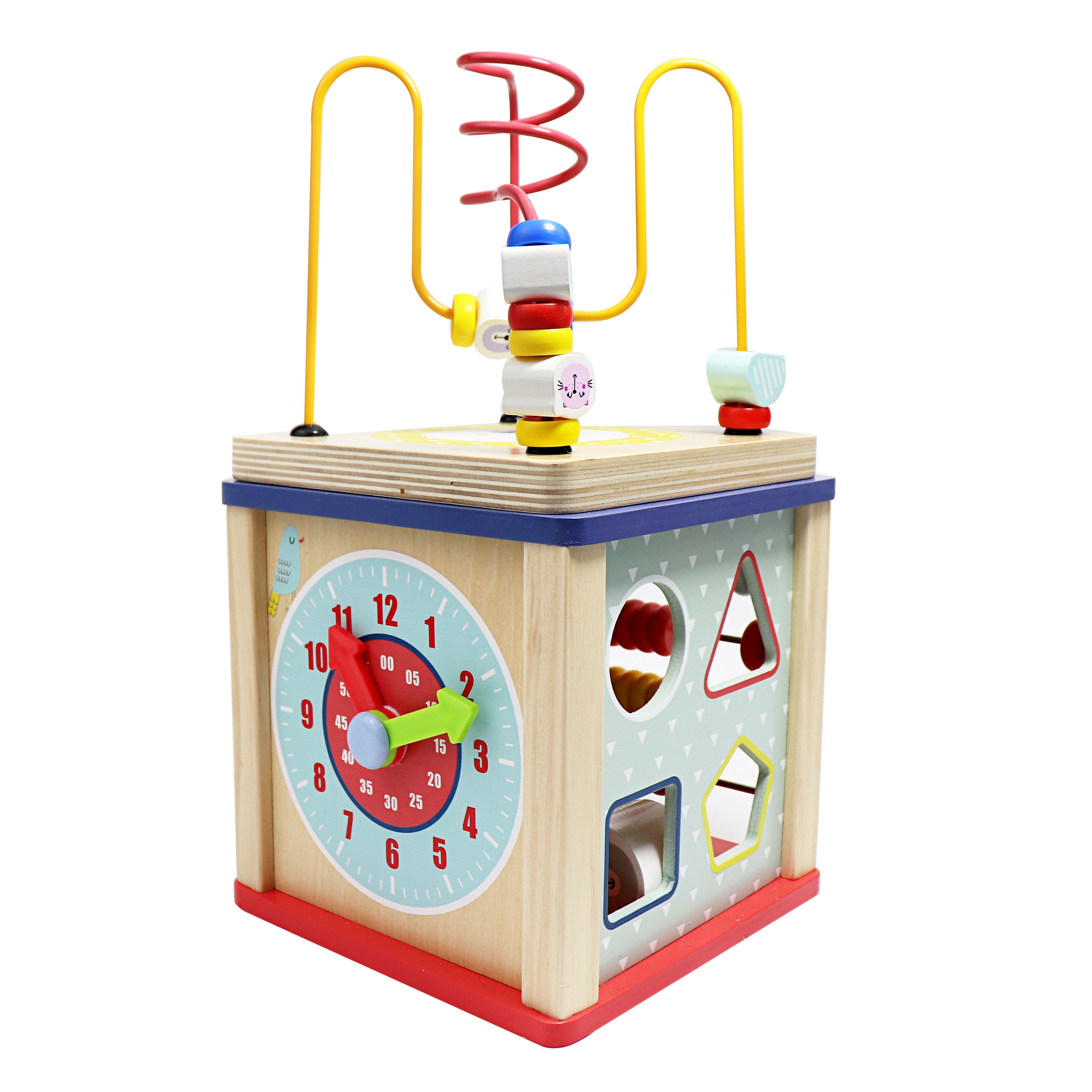 LEO & FRIENDS Wooden Activity Toy for 1, 2 Year-Old-Girls, Educational Preschool Shape Sorter and Maze Toy | Montessori Bead Maze and Versatile Kid’s Sensory Immersion Cube | Perfect Christmas or Birthday Gift