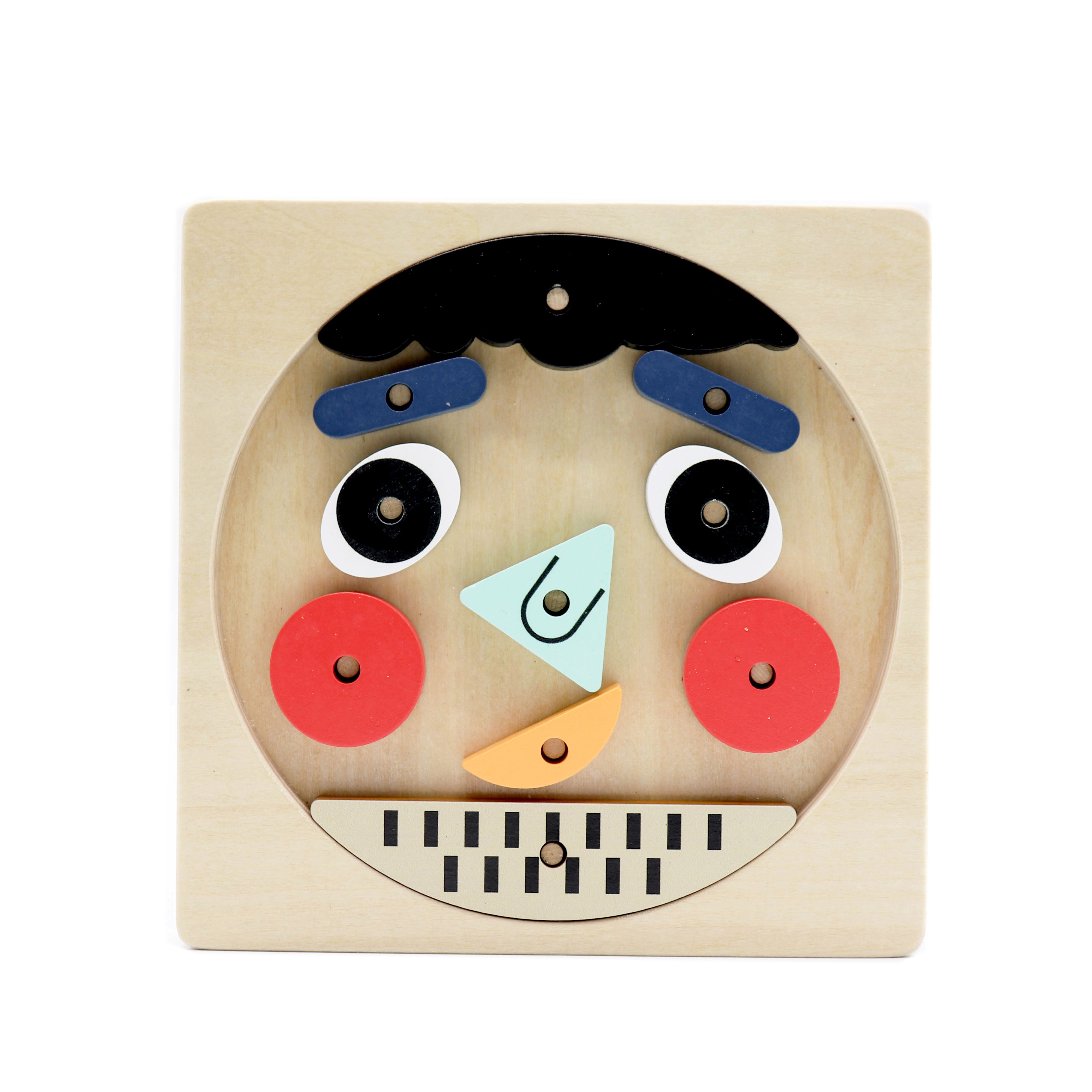 Leo & Friends Funny Faces Educational Wooden Puzzle for Toddlers | 10-Piece Safe Puzzle with Wooden Board, Makes Funny Faces, Creative Play for Kids for Holidays or Birthdays