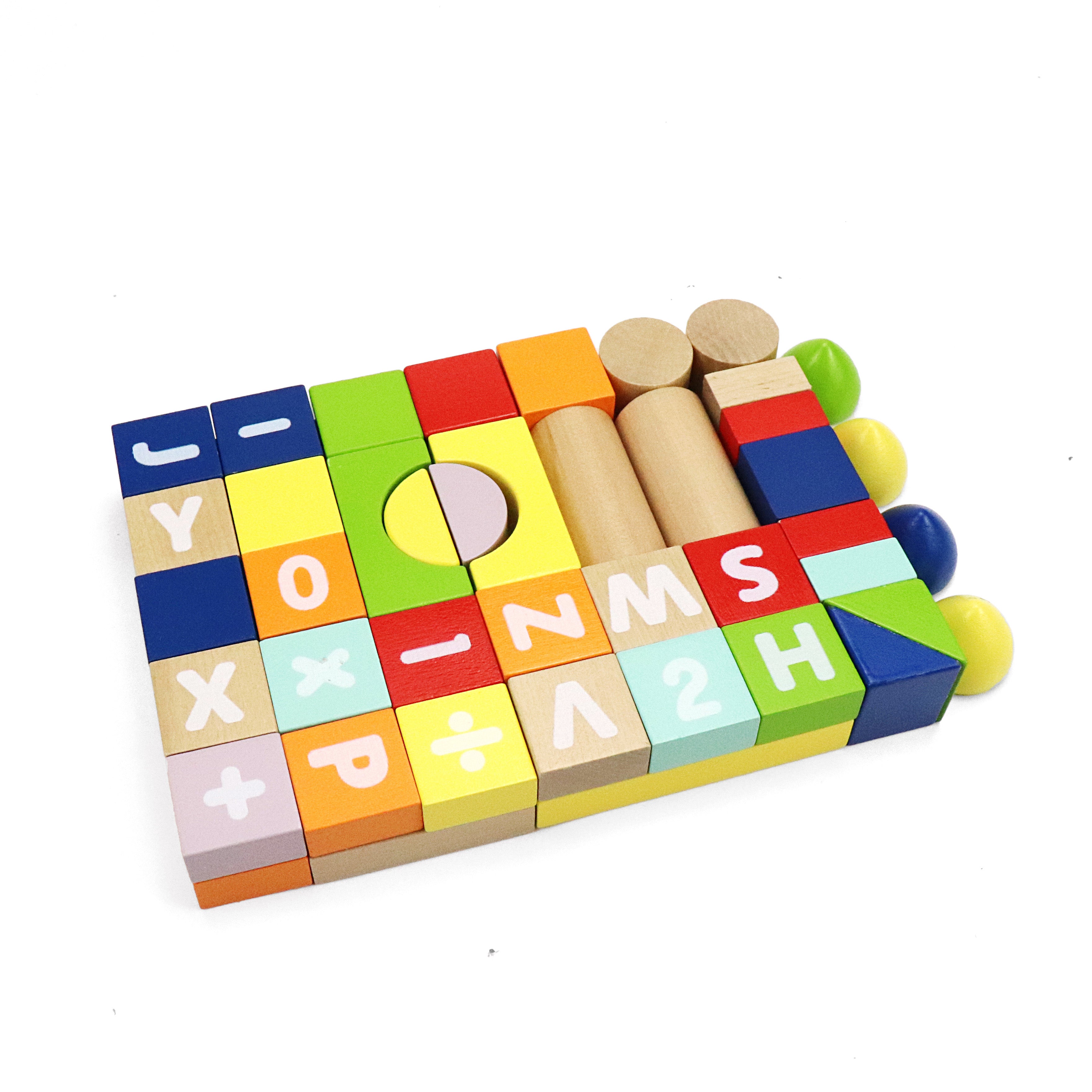 Count and Spell Block Set, 50-Piece Wooden Number and Letter Stacking Toy Kit for Ages 12-Months+ | Building Blocks for Toddlers, Learn Counting, Spelling, Sorting, Organization, Fine Motor Skills | For Boys and Girls
