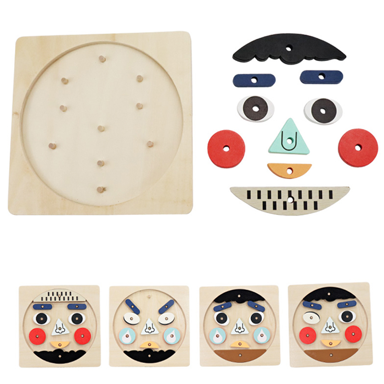 Leo & Friends Funny Faces Educational Wooden Puzzle for Toddlers | 10-Piece Safe Puzzle with Wooden Board, Makes Funny Faces, Creative Play for Kids for Holidays or Birthdays