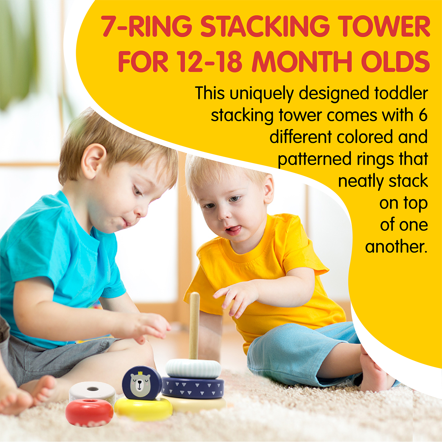 Leo & Friends Wooden Stacking Toys, 6 Wooden Rings, 1 Lion Crown On Top |  Montessori-Approved Education Kid’s Ring Stacking Tower, Perfect Christmas or  Birthday Present