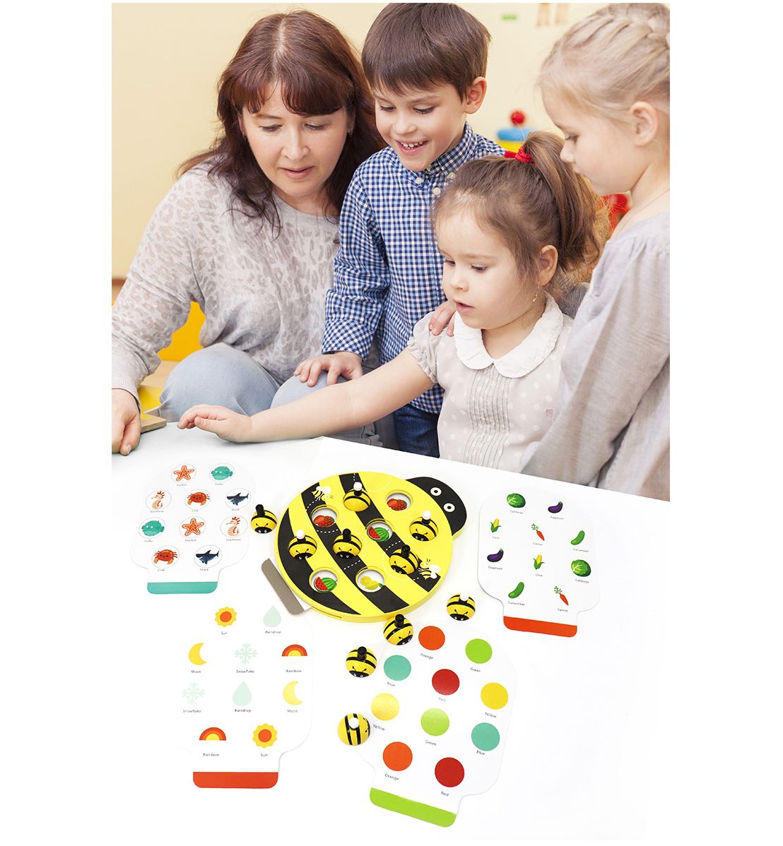 Leo and Friends Bee Memory Game – Wooden Memory Matching Game for Kids Ages 3, 4, 5 Years Old – Family Board Games – Educational Toy for Boys & Girls Cognitive Development