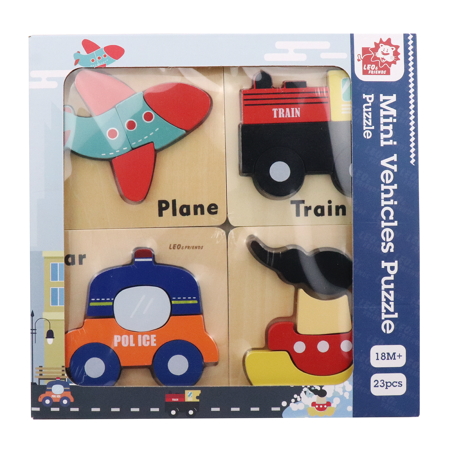 Wooden Vehicle Puzzle Kit for Boys and Girls, Includes 23 Different Pieces and 1 Plane, 1 Train, 1 Ship, and 1 Car | Educational Children’s Building Peg Puzzle Toy, Perfect Birthday Present
