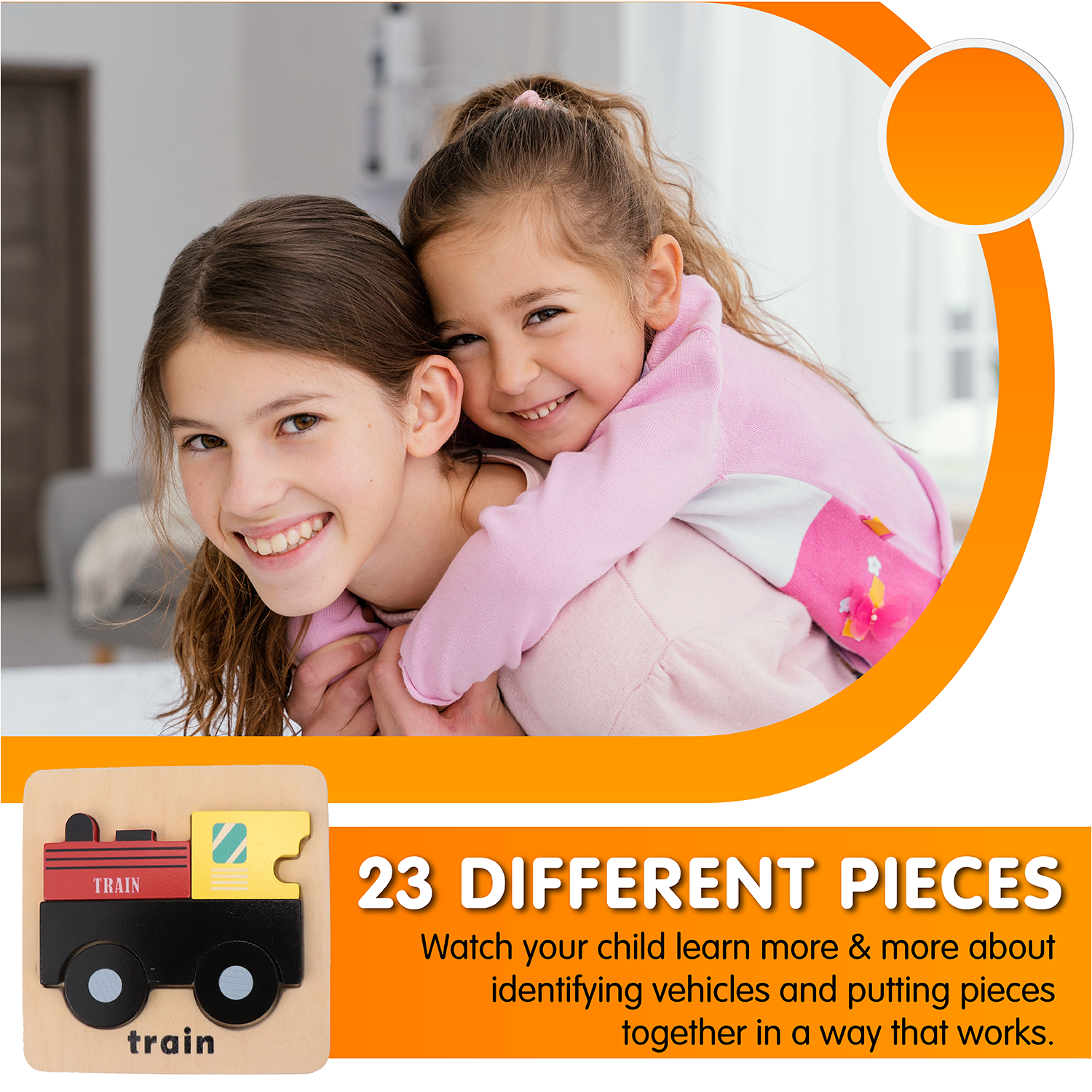Wooden Vehicle Puzzle Kit for Boys and Girls, Includes 23 Different Pieces and 1 Plane, 1 Train, 1 Ship, and 1 Car | Educational Children’s Building Peg Puzzle Toy, Perfect Birthday Present