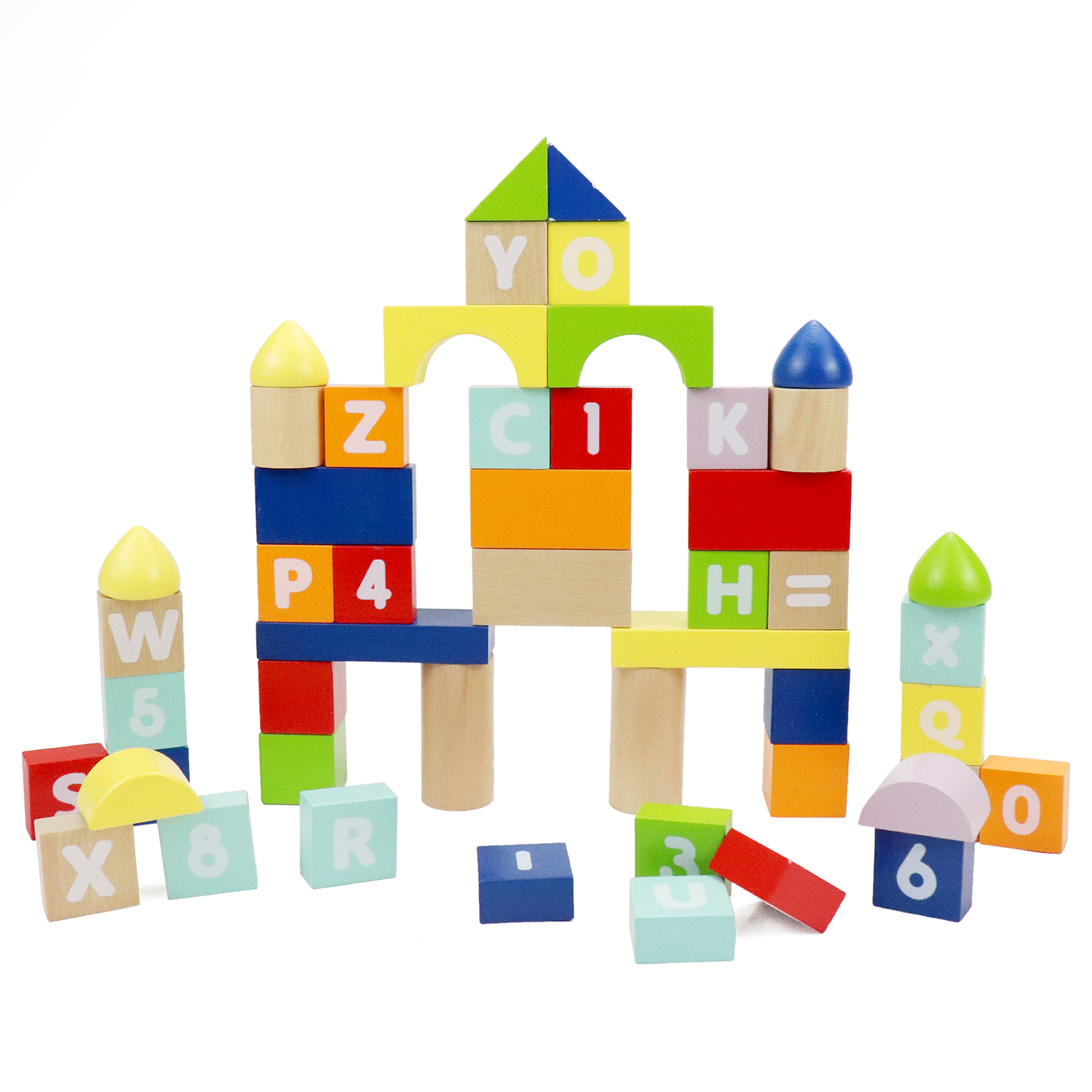 Count and Spell Block Set, 50-Piece Wooden Number and Letter Stacking Toy Kit for Ages 12-Months+ | Building Blocks for Toddlers, Learn Counting, Spelling, Sorting, Organization, Fine Motor Skills | For Boys and Girls