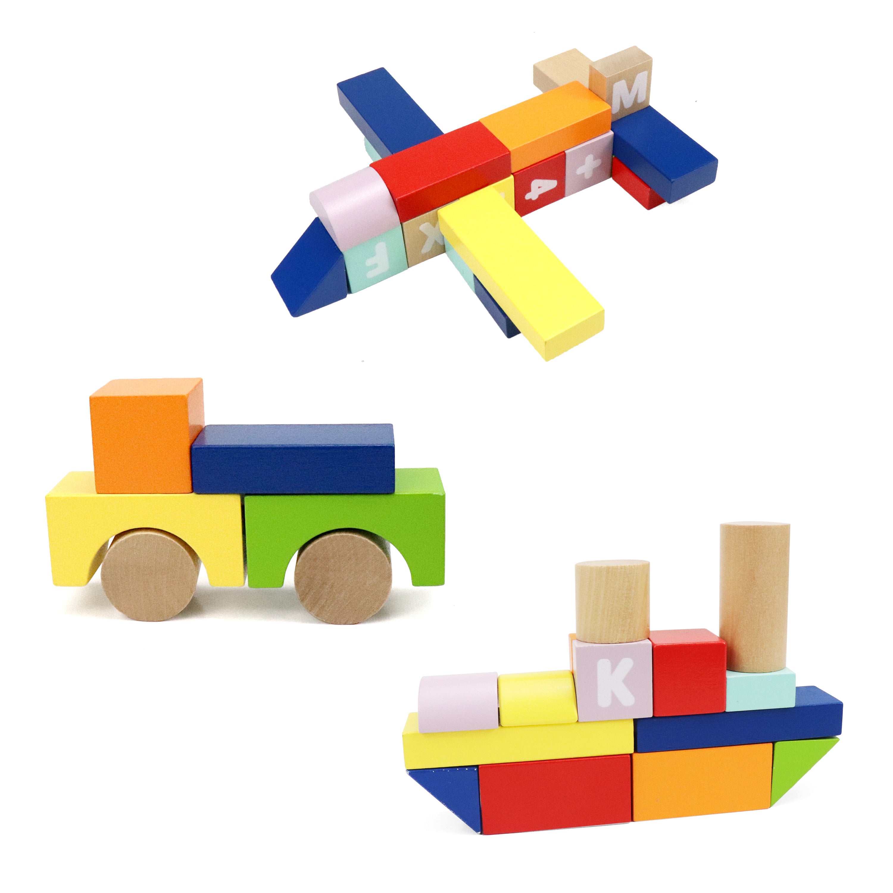 Count and Spell Block Set, 50-Piece Wooden Number and Letter Stacking Toy Kit for Ages 12-Months+ | Building Blocks for Toddlers, Learn Counting, Spelling, Sorting, Organization, Fine Motor Skills | For Boys and Girls