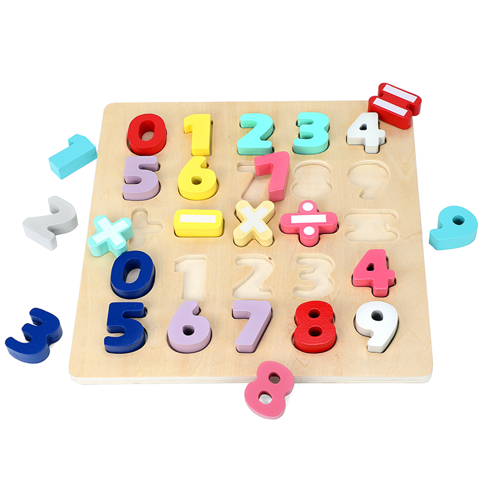 Leo & Friends Wooden Chunky Number Math Puzzle, Numbers 0-9, Addition, Subtraction, Multiplication, Division, Equal Sign Included | Fun Educational Number Game for Children 3+