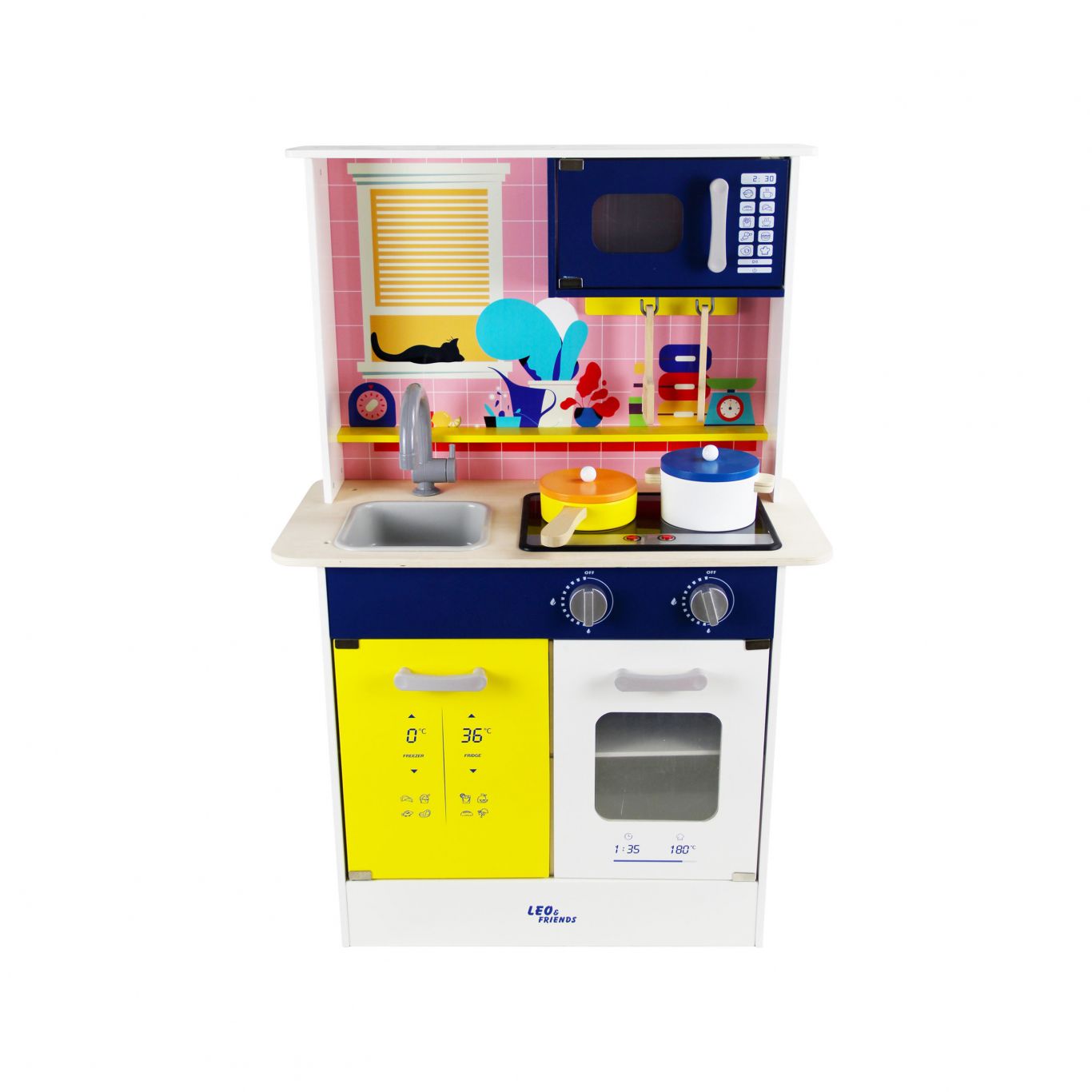 Leo & Friends Light and Sound Kitchen, Play Pretend Kitchen Set with Working Lights and Sounds for Children, Toddlers