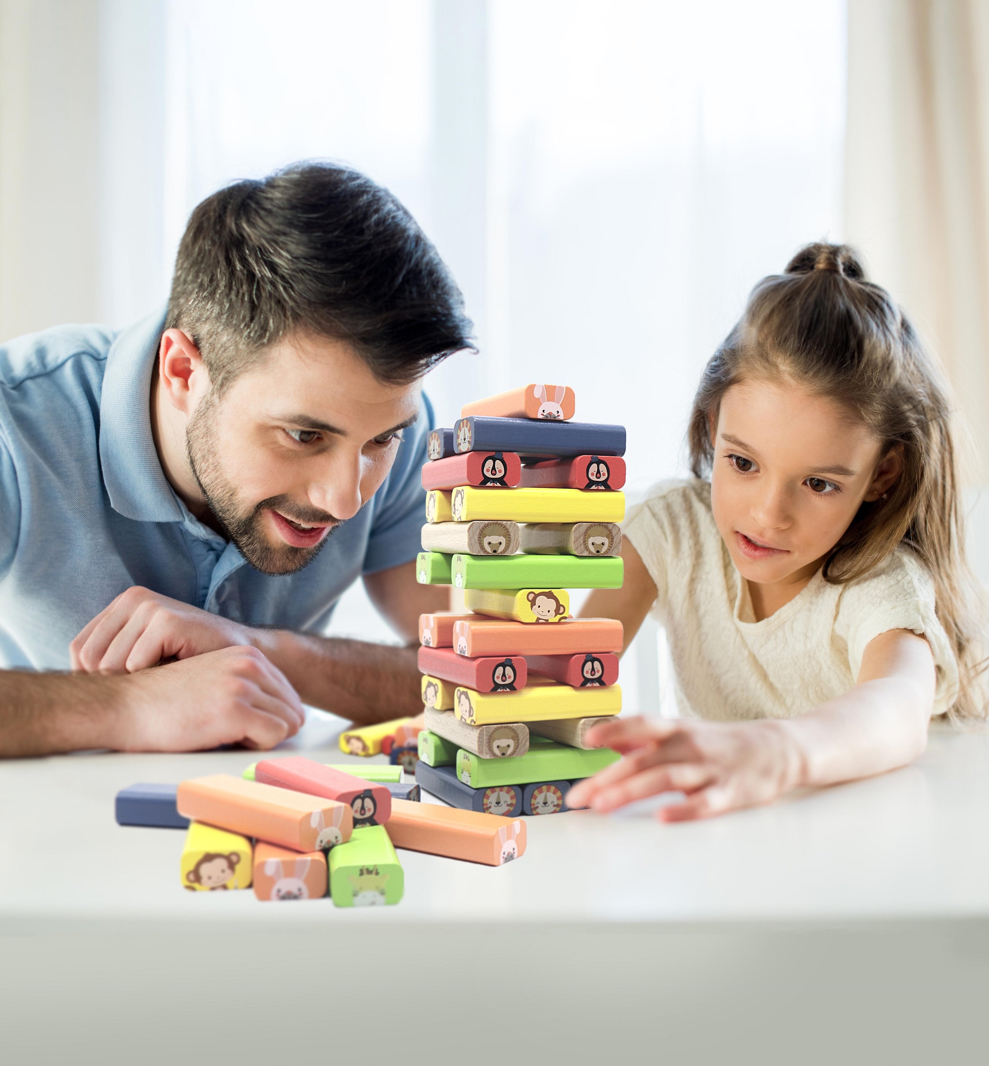 L&F Zoo Stacking Game, 77 Different Pieces Included | Perfect for Kids 3-Years+, Use with Preschoolers or Kid’s Birthday/Christmas Present | BPA-Free, Made with Non-Toxic Wood and Water-Based Paint