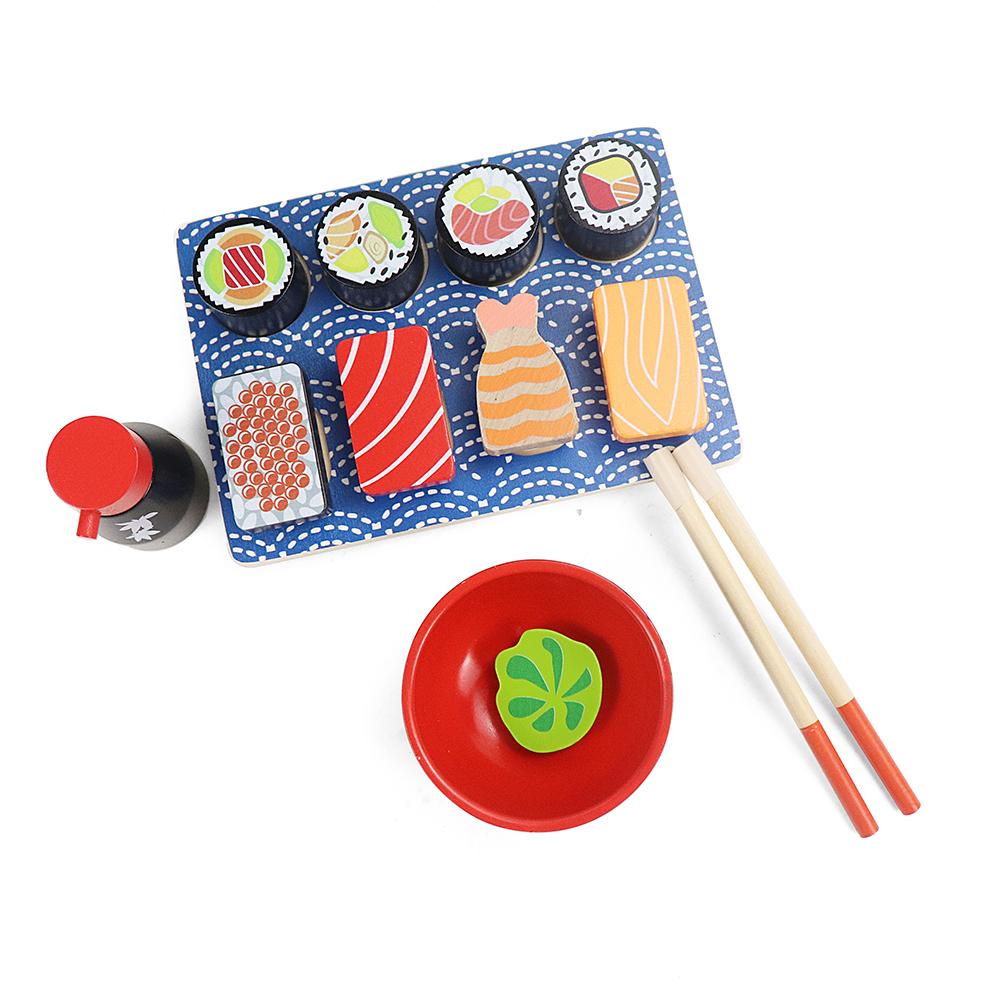 Leo & Friends Wooden Sushi Set - 3 Years+ | 14-Piece Realistic Sushi Playing Kit | Perfect Present for Birthdays, Holidays & More