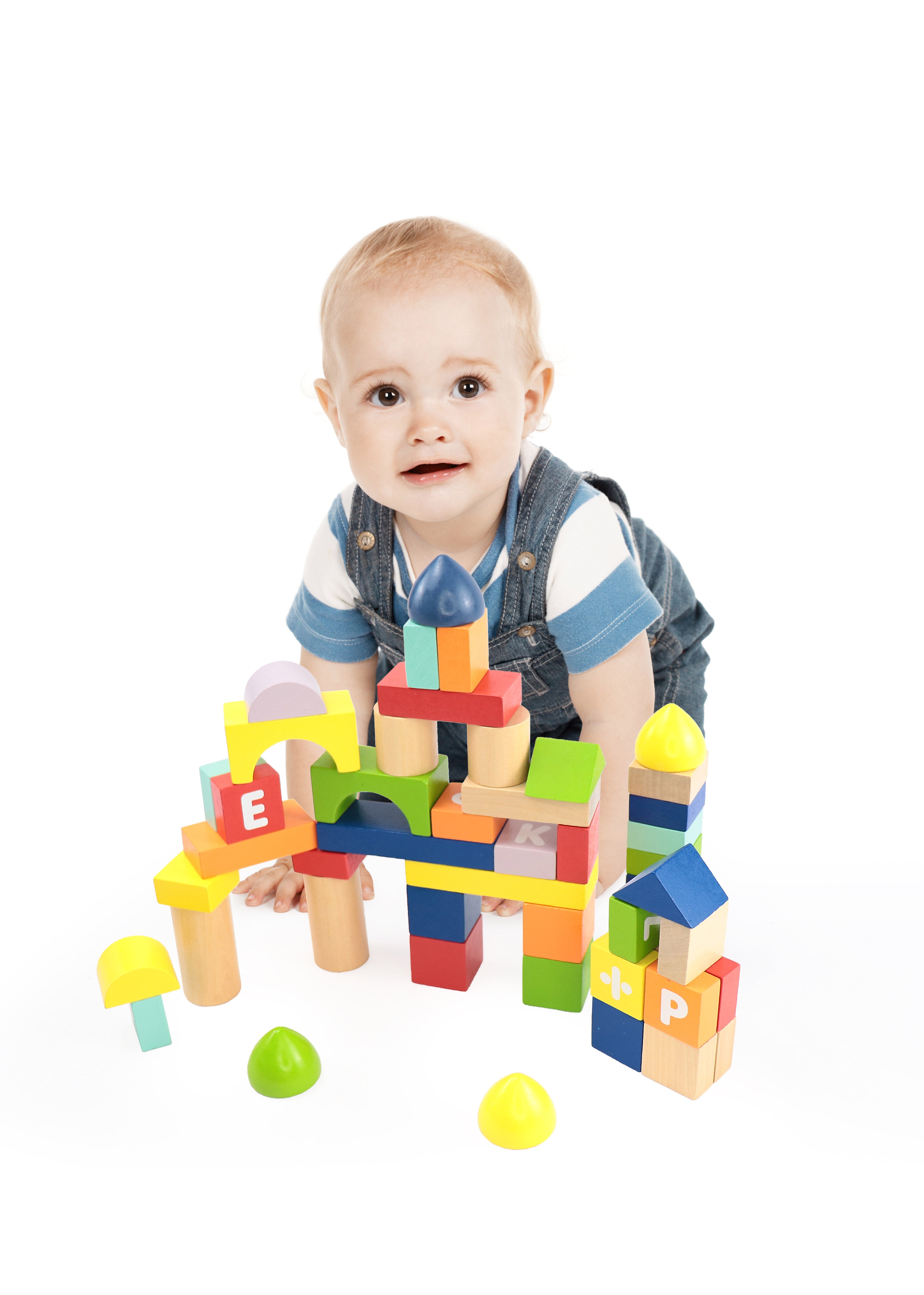 Count and Spell Block Set, 50-Piece Wooden Number and Letter Stacking Toy Kit for Ages 12-Months+ | Building Blocks for Toddlers, Learn Counting, Spelling, Sorting, Organization, Fine Motor Skills | For Boys and Girls