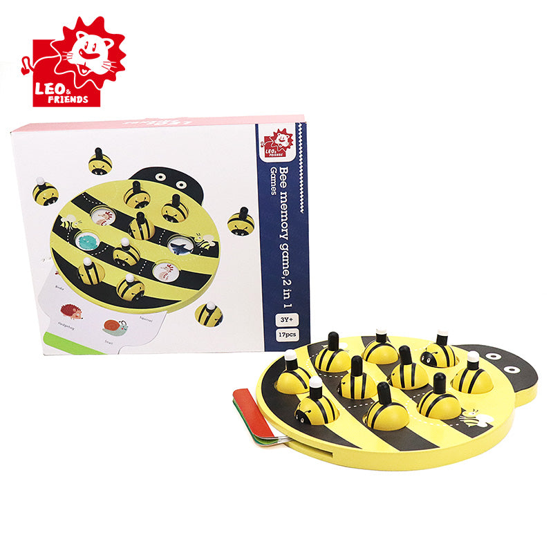 Leo and Friends Bee Memory Game – Wooden Memory Matching Game for Kids Ages 3, 4, 5 Years Old – Family Board Games – Educational Toy for Boys & Girls Cognitive Development