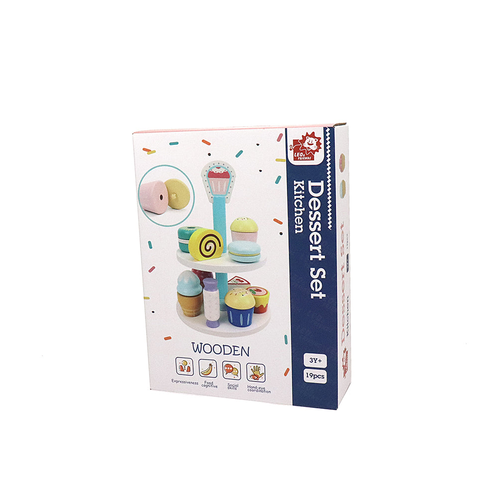 Leo & Friends 19-Piece Wooden Kid’s Bakery Play Set | Play Pretend Dessert Chef Kit for Toddlers | Made with Sustainable, Non-Toxic Wood, Water-Based Paint | Perfect Dessert Kit Gift for Birthdays, Holidays