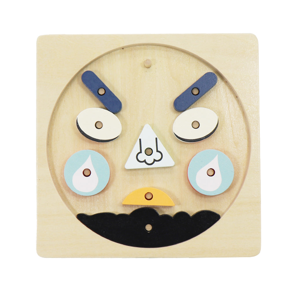 Leo & Friends Funny Faces Educational Wooden Puzzle for Toddlers | 10-Piece Safe Puzzle with Wooden Board, Makes Funny Faces, Creative Play for Kids for Holidays or Birthdays