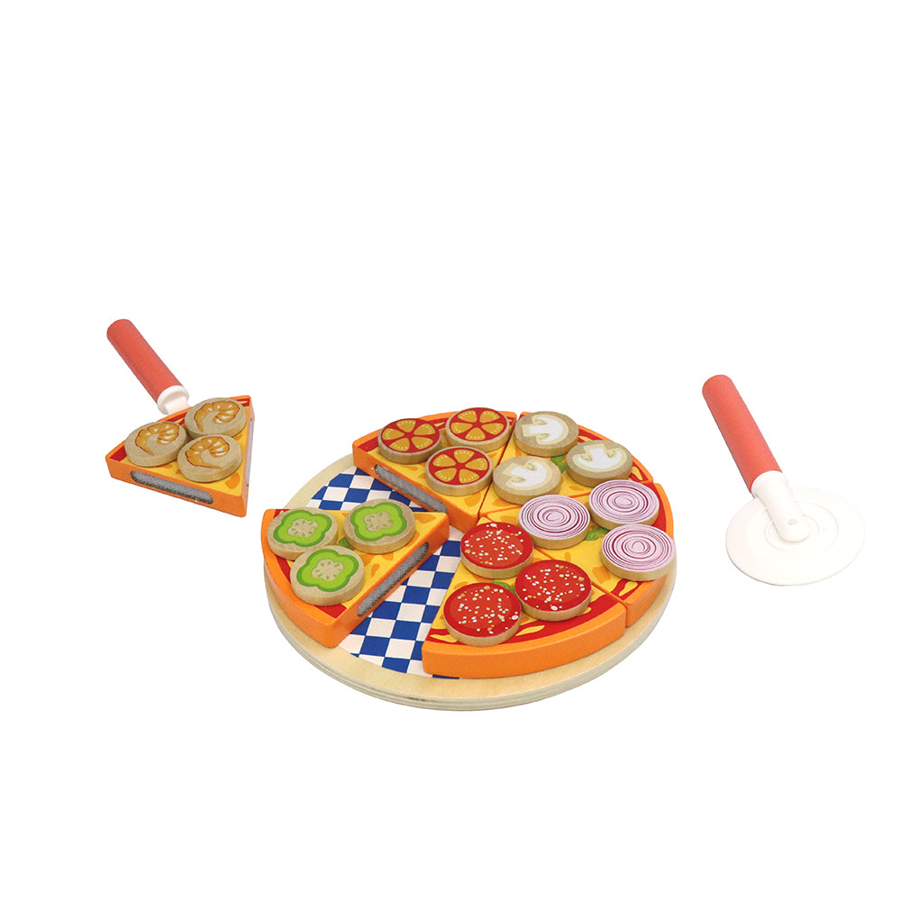 Leo & Friends 27-Piece Kid’s Pizza Toy Set | Play Pretend Pizza Toy Slices, Toppings, Pizza Cutter for Toddlers | Perfect Kid’s Cooking Toy Kit for Birthdays, Holidays