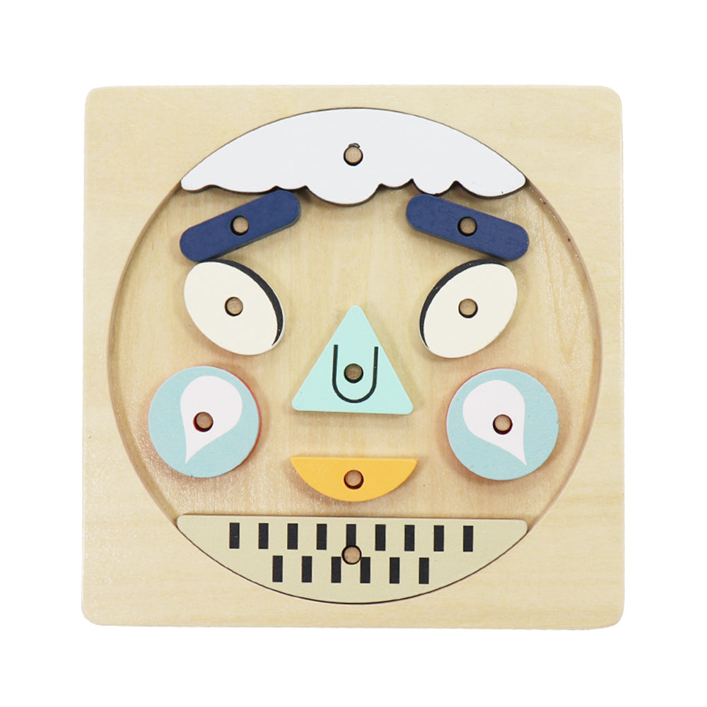 Leo & Friends Funny Faces Educational Wooden Puzzle for Toddlers | 10-Piece Safe Puzzle with Wooden Board, Makes Funny Faces, Creative Play for Kids for Holidays or Birthdays