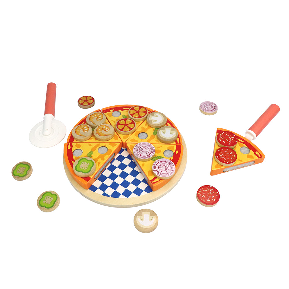Leo & Friends 27-Piece Kid’s Pizza Toy Set | Play Pretend Pizza Toy Slices, Toppings, Pizza Cutter for Toddlers | Perfect Kid’s Cooking Toy Kit for Birthdays, Holidays