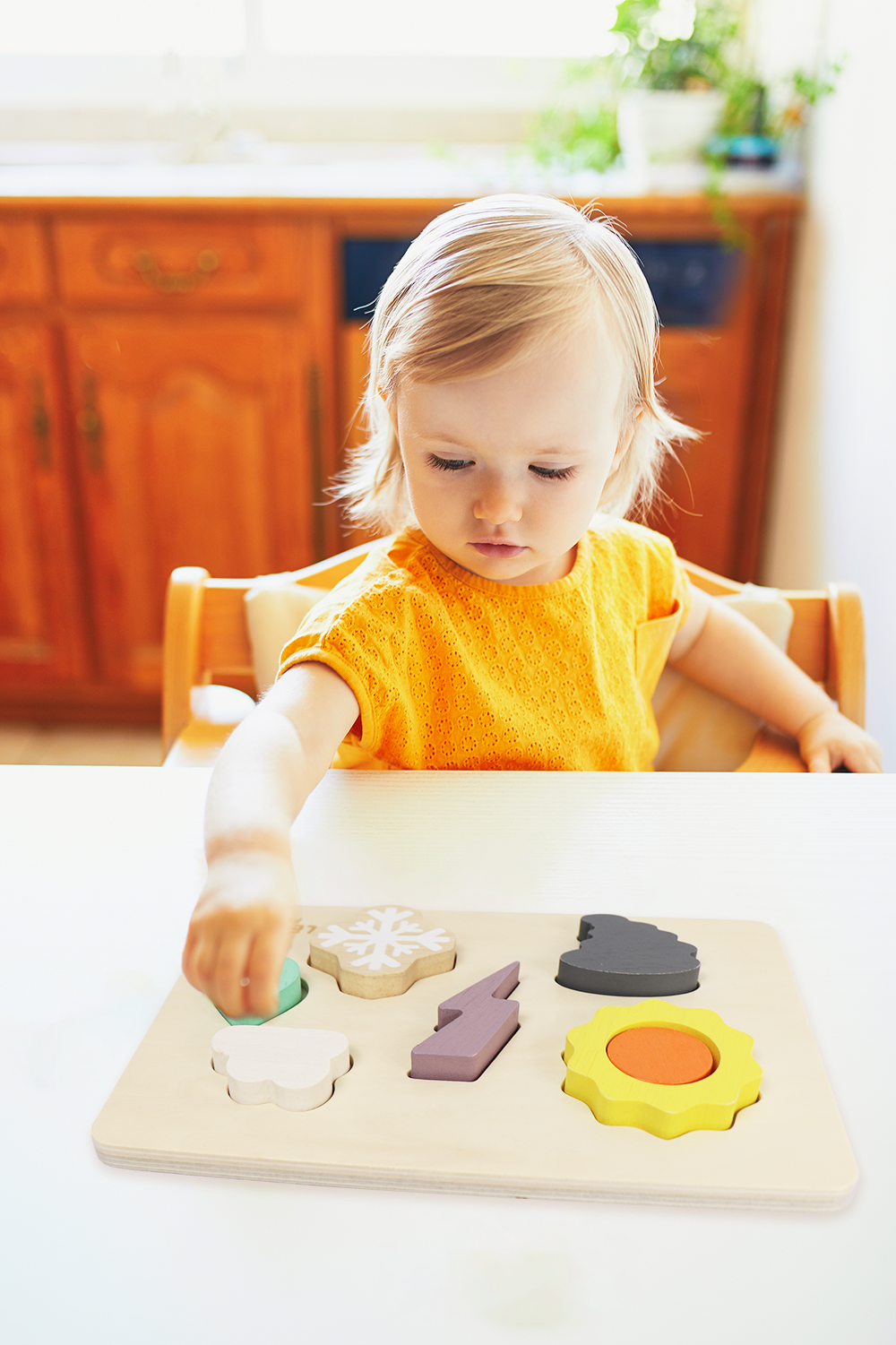 L&F Weather Shape Puzzle Kit with 6 Weather Wooden Pieces and 1 Board | Developmental Toy Set for 2, 3, 4, 5, and 6-Year-Olds, Toddlers, Preschoolers, and Kids | Made with Non-Toxic Wood