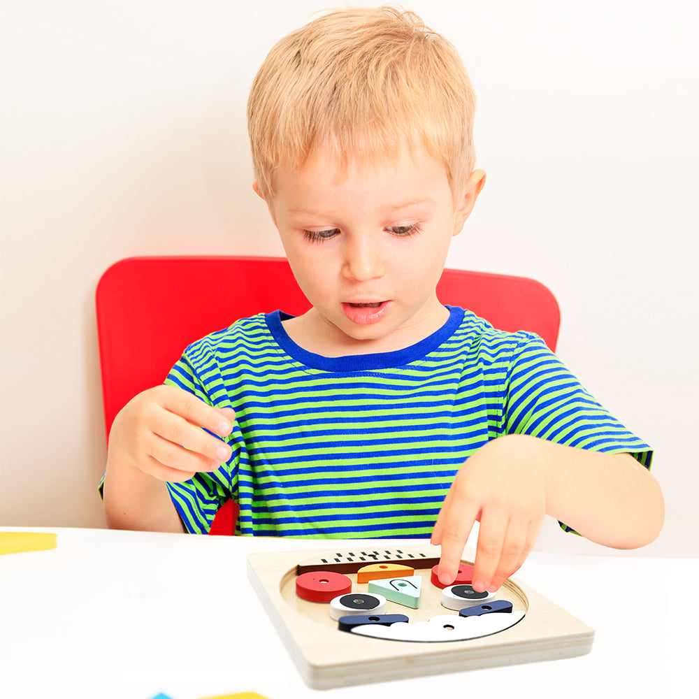 Leo & Friends Funny Faces Educational Wooden Puzzle for Toddlers | 10-Piece Safe Puzzle with Wooden Board, Makes Funny Faces, Creative Play for Kids for Holidays or Birthdays