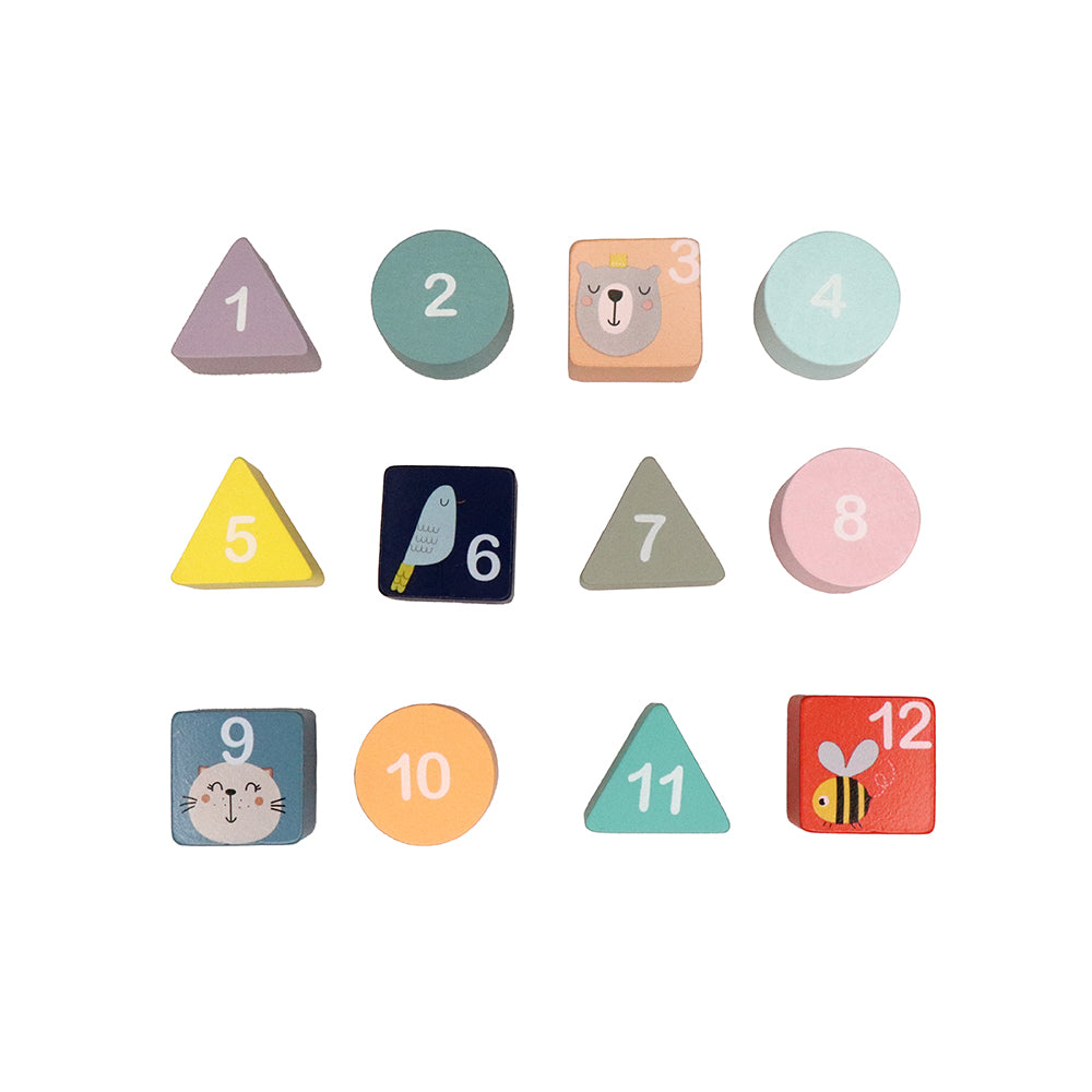 Leo & Friends Shape Sorting Clock with Removable Number Blocks 1-12 Included | Learn How to Tell Time, Premium Wooden Educational Toy | Fun Puzzle Stacking and Sorting for Children Ages 3+