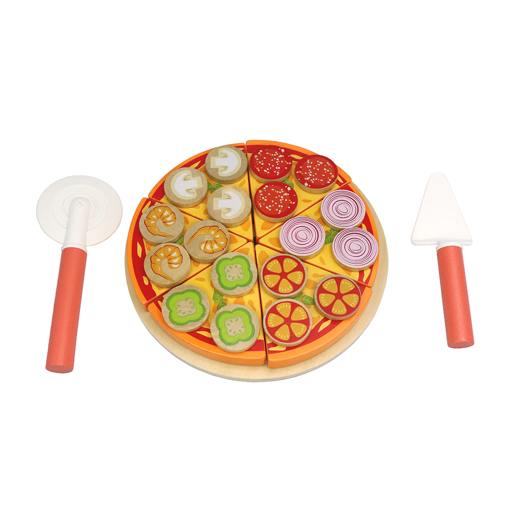 Leo & Friends 27-Piece Kid’s Pizza Toy Set | Play Pretend Pizza Toy Slices, Toppings, Pizza Cutter for Toddlers | Perfect Kid’s Cooking Toy Kit for Birthdays, Holidays
