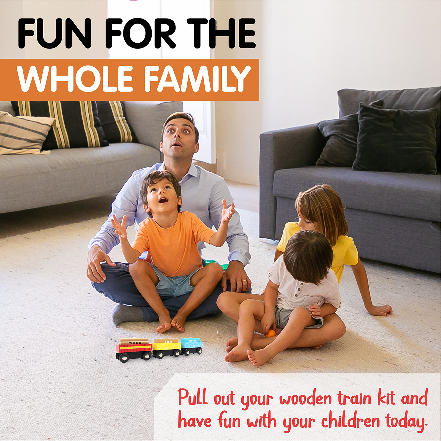 12-Piece Wooden Train Set for Kids, Ages 2, 3, 4, 5, and 6, Perfect for Preschoolers or Kid’s Birthday/Christmas Present | Includes Train Cars, Wagons, Freight Trucks, Magnet Connectors, Made with Non-Toxic Wood