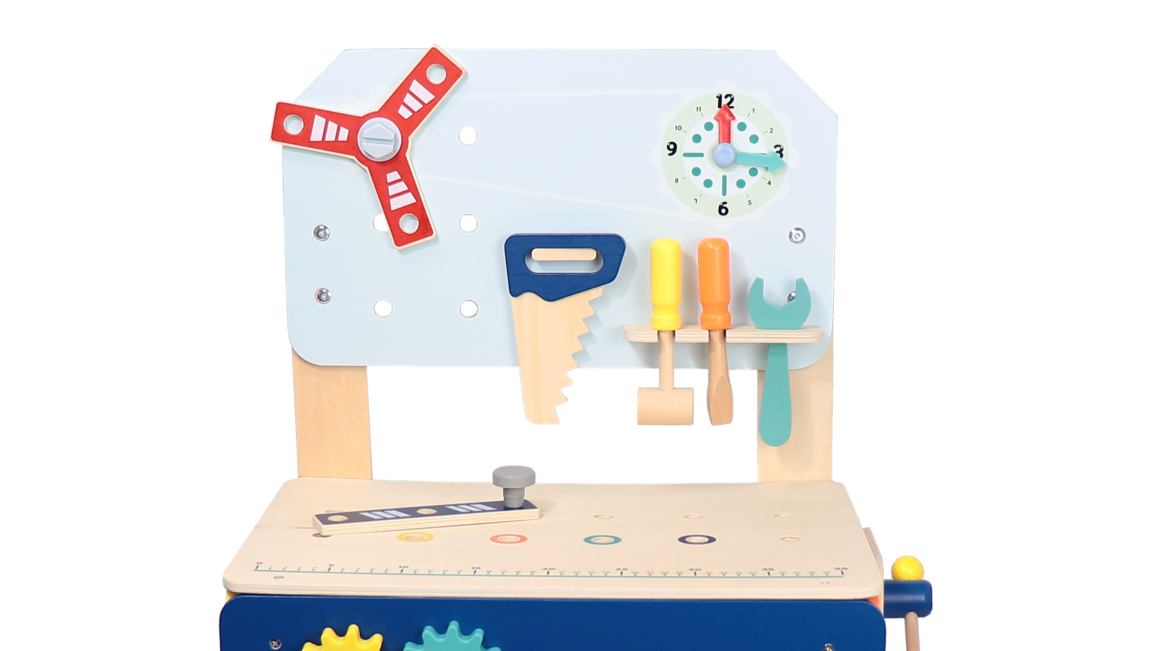 Leo & Friends Master Workbench, Adjustable Wooden Tool Bench with Play Tools